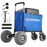 VEVOR - Beach Cart with Large Wheels for Sand, 165 lbs Load Capacity, Heavy Duty Folding Beach Wagon with 12" Balloon Wheels - Black, blue
