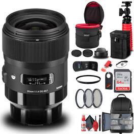 Sigma - 35mm f/1.4 DG HSM Art Lens for Sony A (340205) Bundle - Black