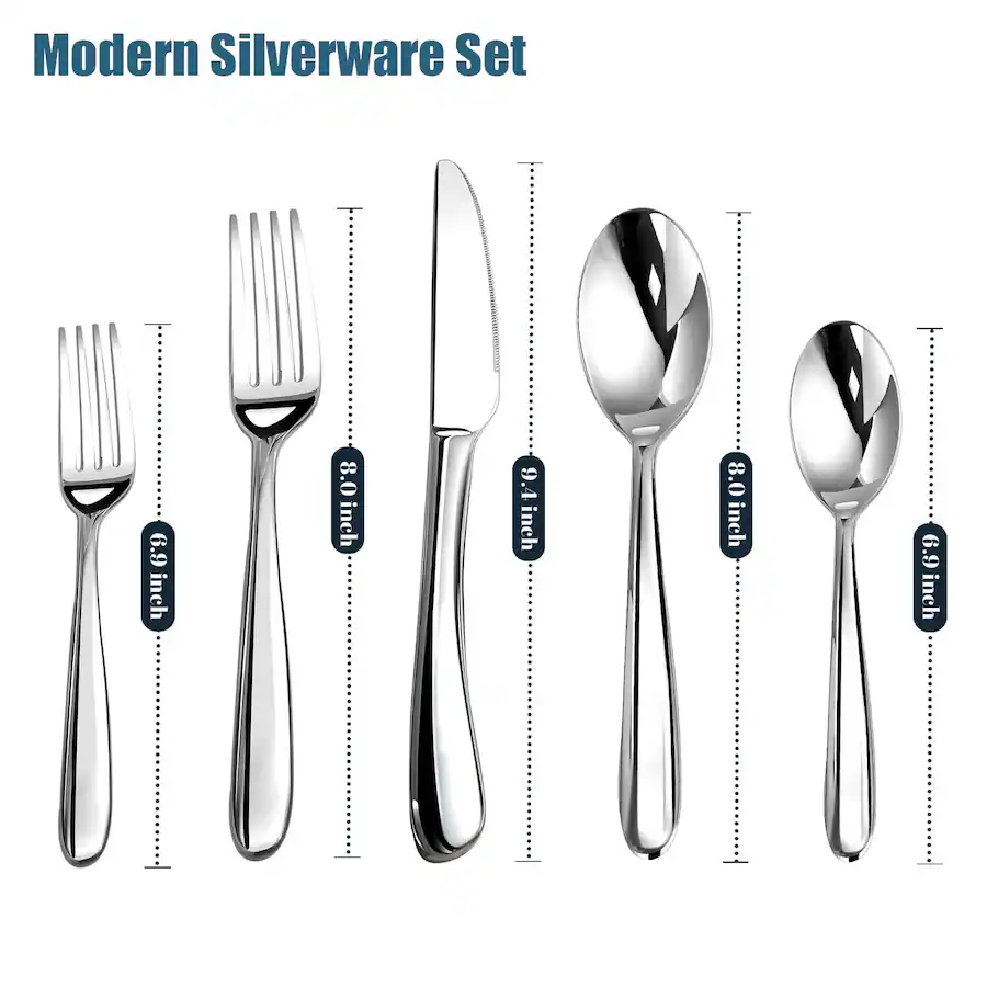 2 Inch Mini Silverware Dazzed Corner 40 Piece Premium Silverware Set for 8, Heavy Duty ...