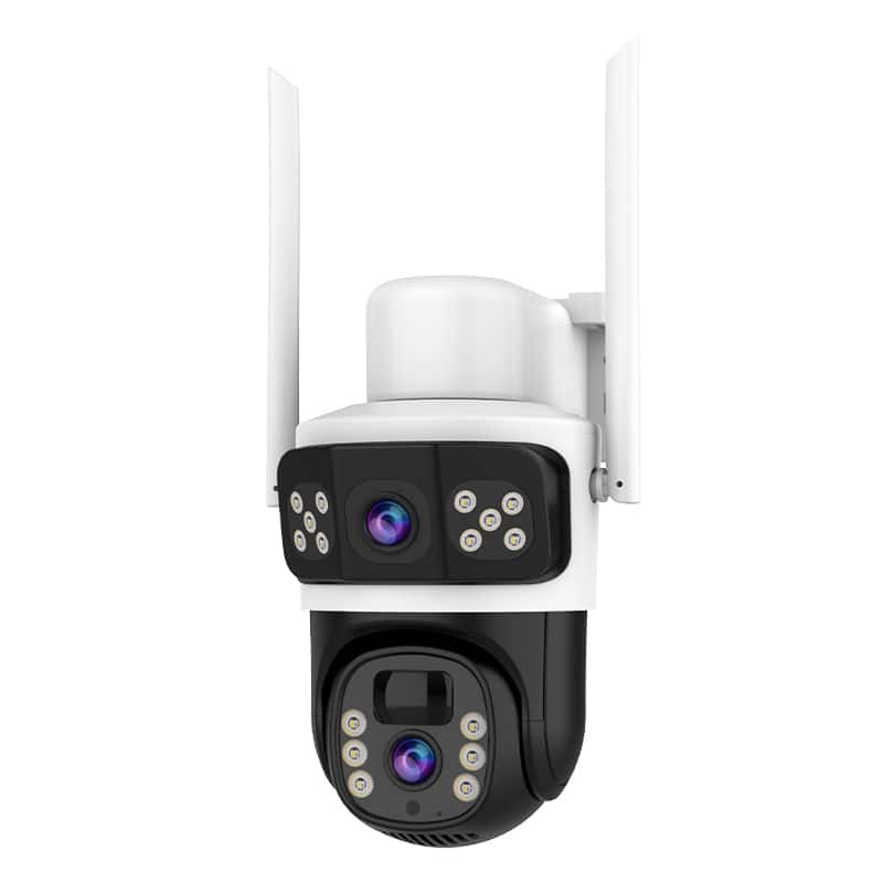 Cluzine - 4G Solar Security Camera, Dual Lens 3 Views PTZ Camera, PIR Detection, 2-Way Audio,Outdoor Surveillance