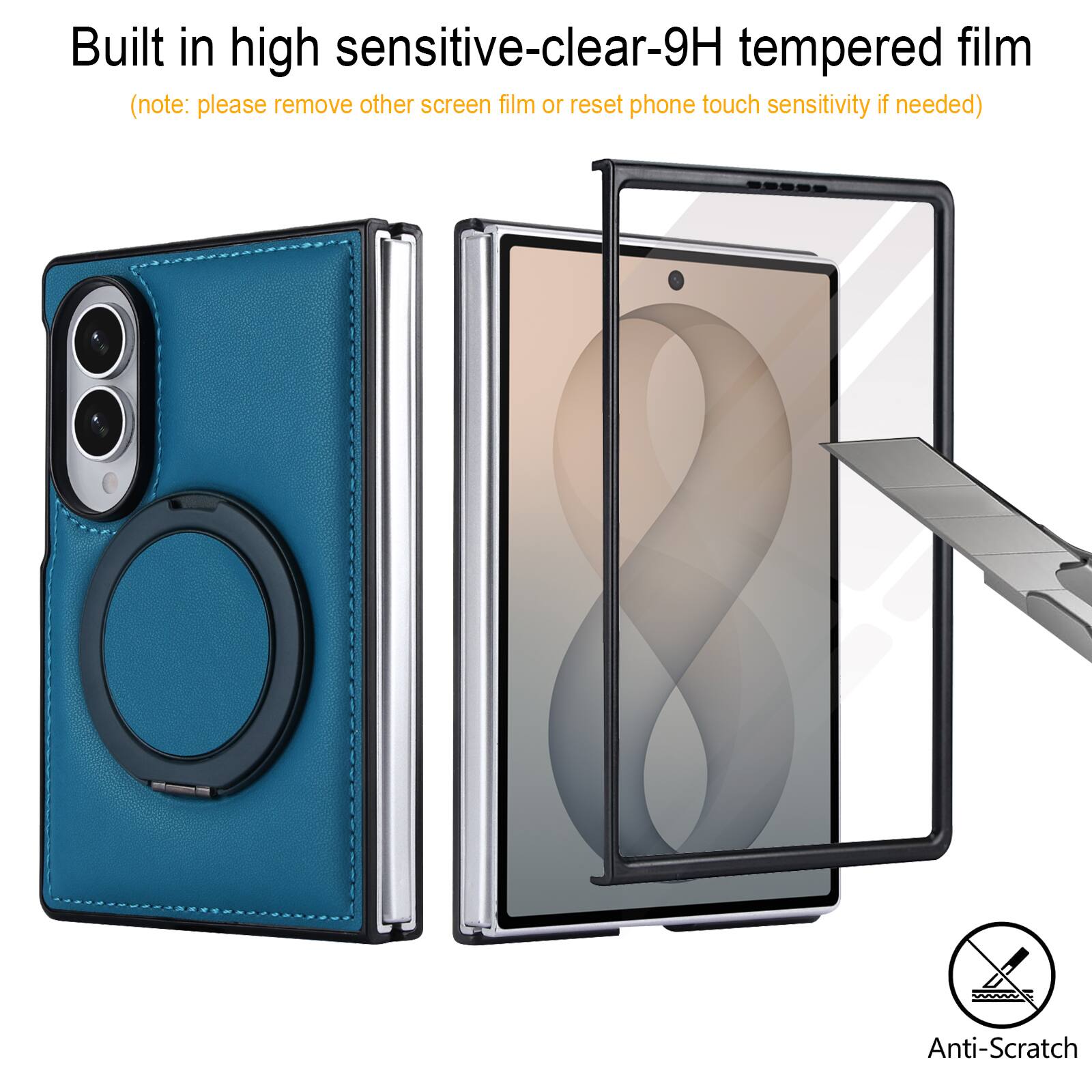 Built in high sensitive-clear-9H tempered film (note: please remove other screen film or reset phone touch sensitivity if needed)

Anti-Scratch