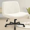 Front. Celtoss - Criss Cross Chair with Wheels, Home Office Cross-Legged Armless Chair, Ergonomic Computer Desk Chair with Wide Seat - Wheels-Beige.