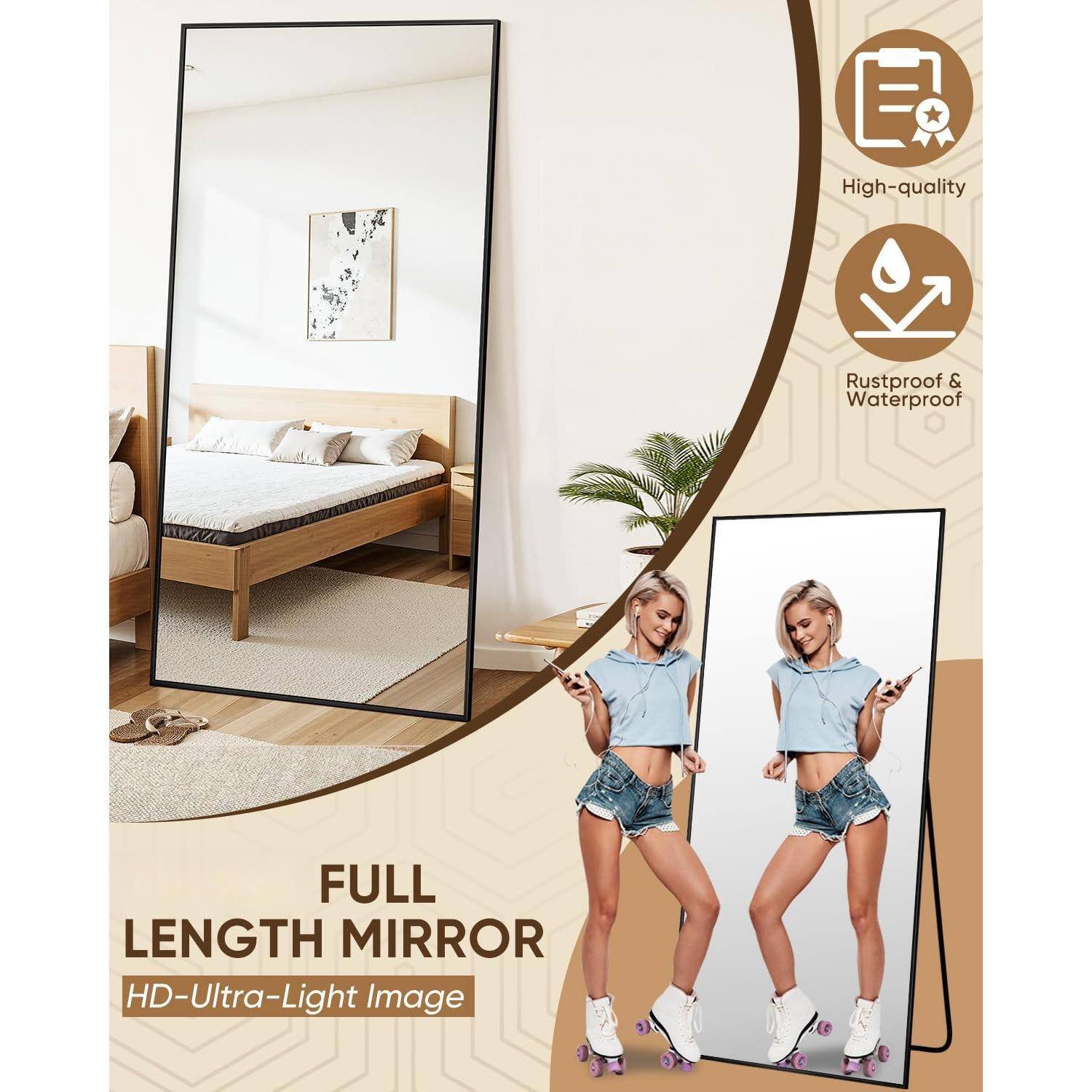 FULL LENGTH MIRROR  
HD-Ultra-Light Image  

High-quality  
Rustproof & Waterproof