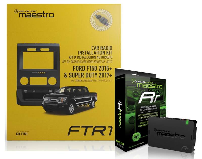 iDatalink Maestro HEADUNIT READY ADAPTER KIT-FTR1 CAR RADIO INSTALLATION KIT  
KIT D'INSTALLATION AUTORADIO  
KIT DE INSTALACIÓN PARA RADIO DE AUTO  
FORD F150 2015+ & SUPER DUTY 2017+  
w/ 4" SCREEN | AVEC ÉCRAN 4 PO | CON PANTALLA DE 4"  
UNIVERSAL CAR RADIO REPLACEMENT INTERFACE  
INTERFACE UNIVERSELLE POUR AUTORADIO  
INTERFAZ UNIVERSAL PARA AUTORADIO  
REEMPLAZO DE INTERFAZ  
iDatalink Maestro  
WEB: idatalink.com/maestro