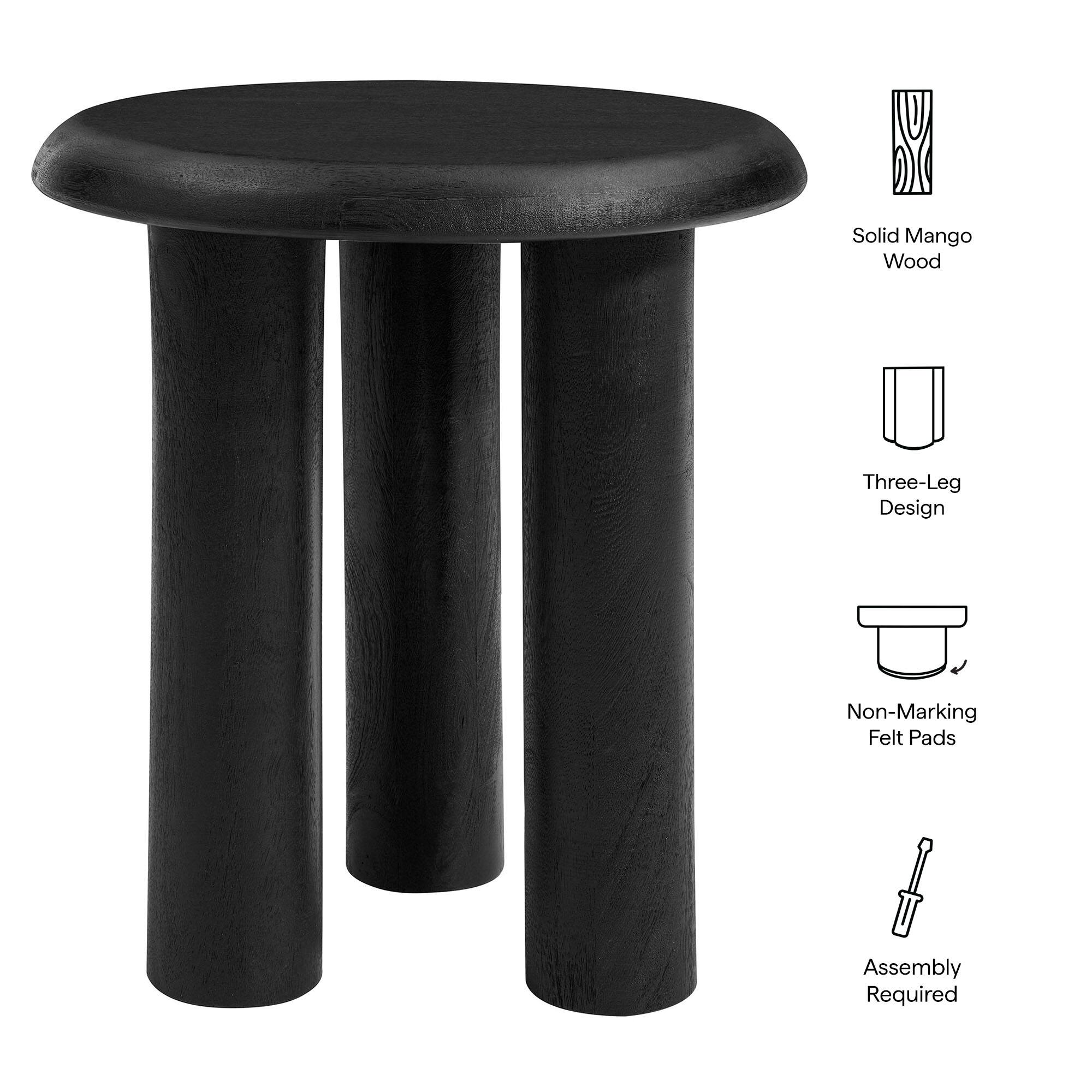Solid Mango Wood  
Three-Leg Design  
Non-Marking Felt Pads  
Assembly Required