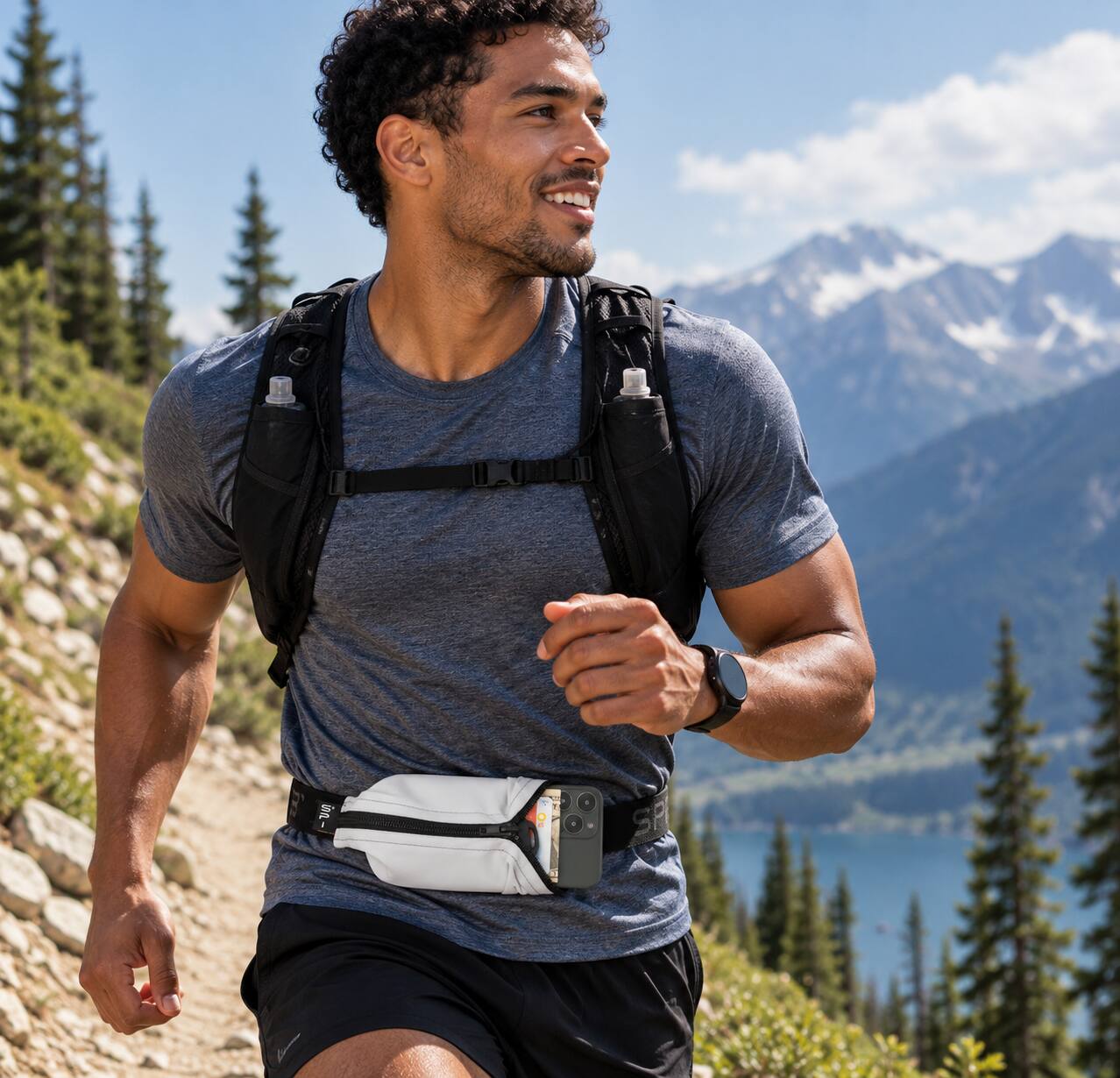 Angle. SPIBelt - The Original Running Belt - Cloudy Grey.