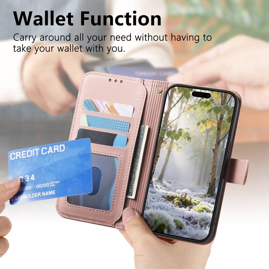 Pink Pro Color Dteck Zipper Wallet Case for Apple iPhone 17 Pro Max,PU Leather Flip ...