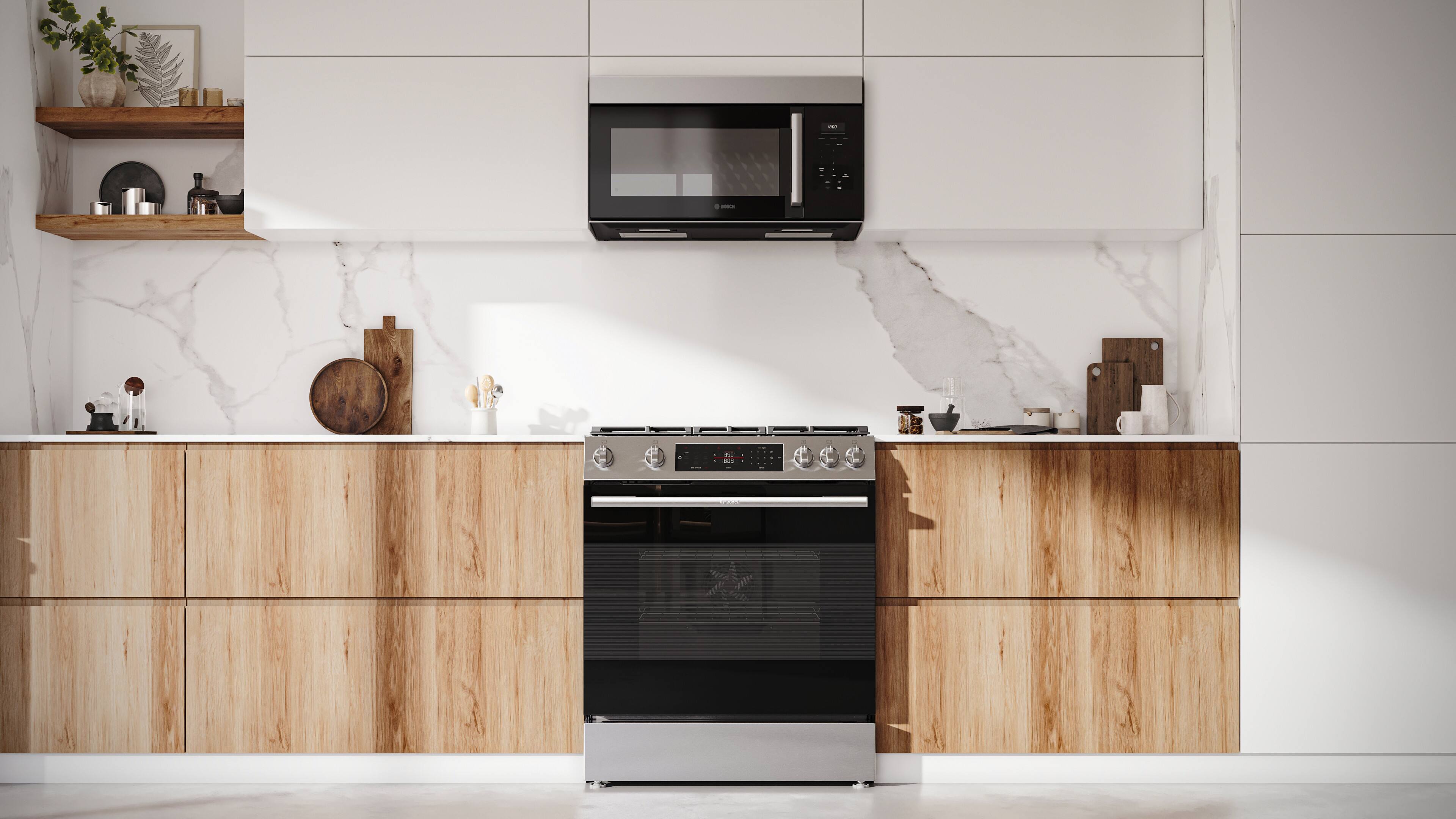 Alt View 11. Bosch - 100 Series 5.8 Cu. Ft. Slide-In Gas Range with Self Clean and Steam Assist - Stainless Steel.