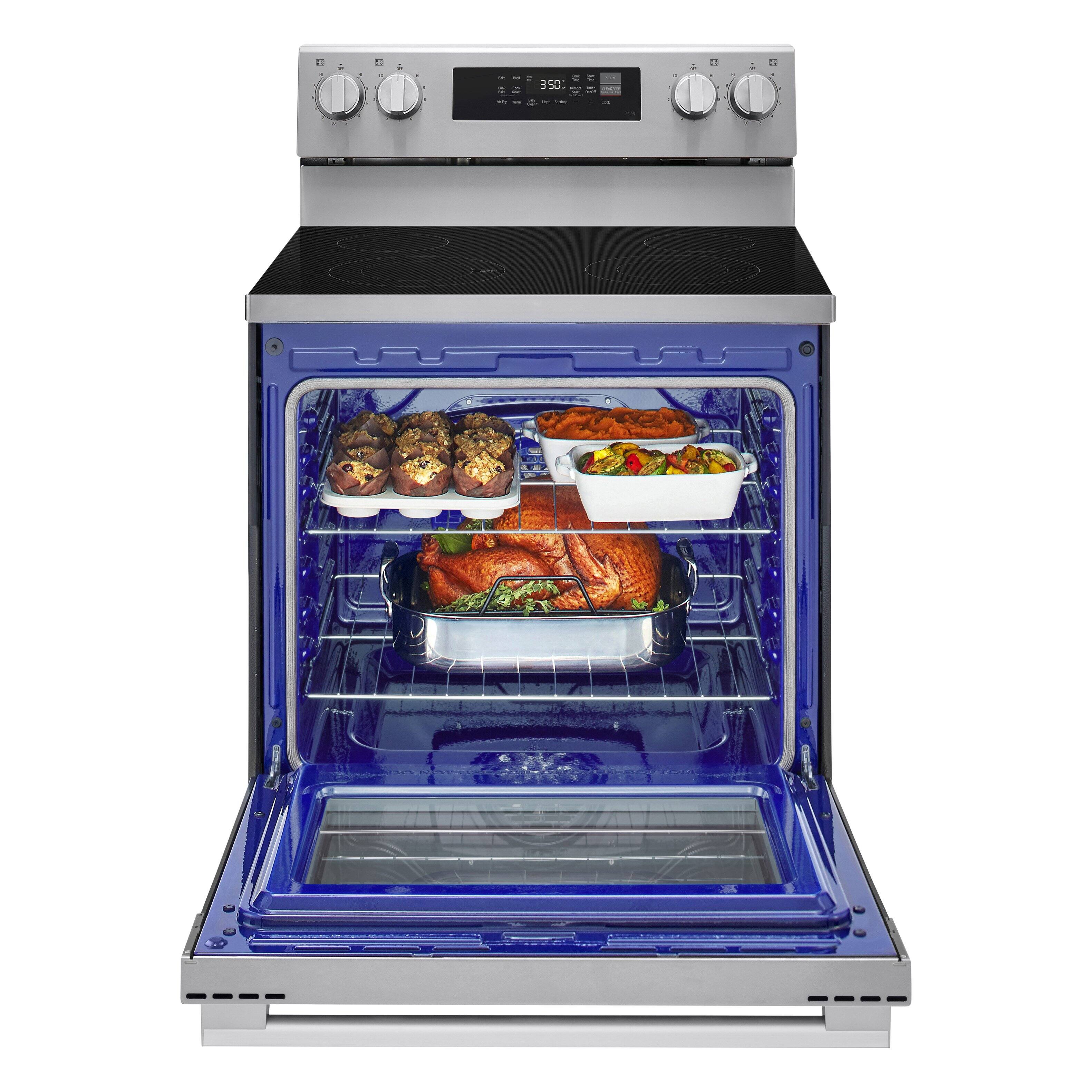 Alt View 5. LG - 6.3 Cu. Ft. Freestanding Electric Convection Smart Range with Air Fry and WideView Window - Stainless Steel.