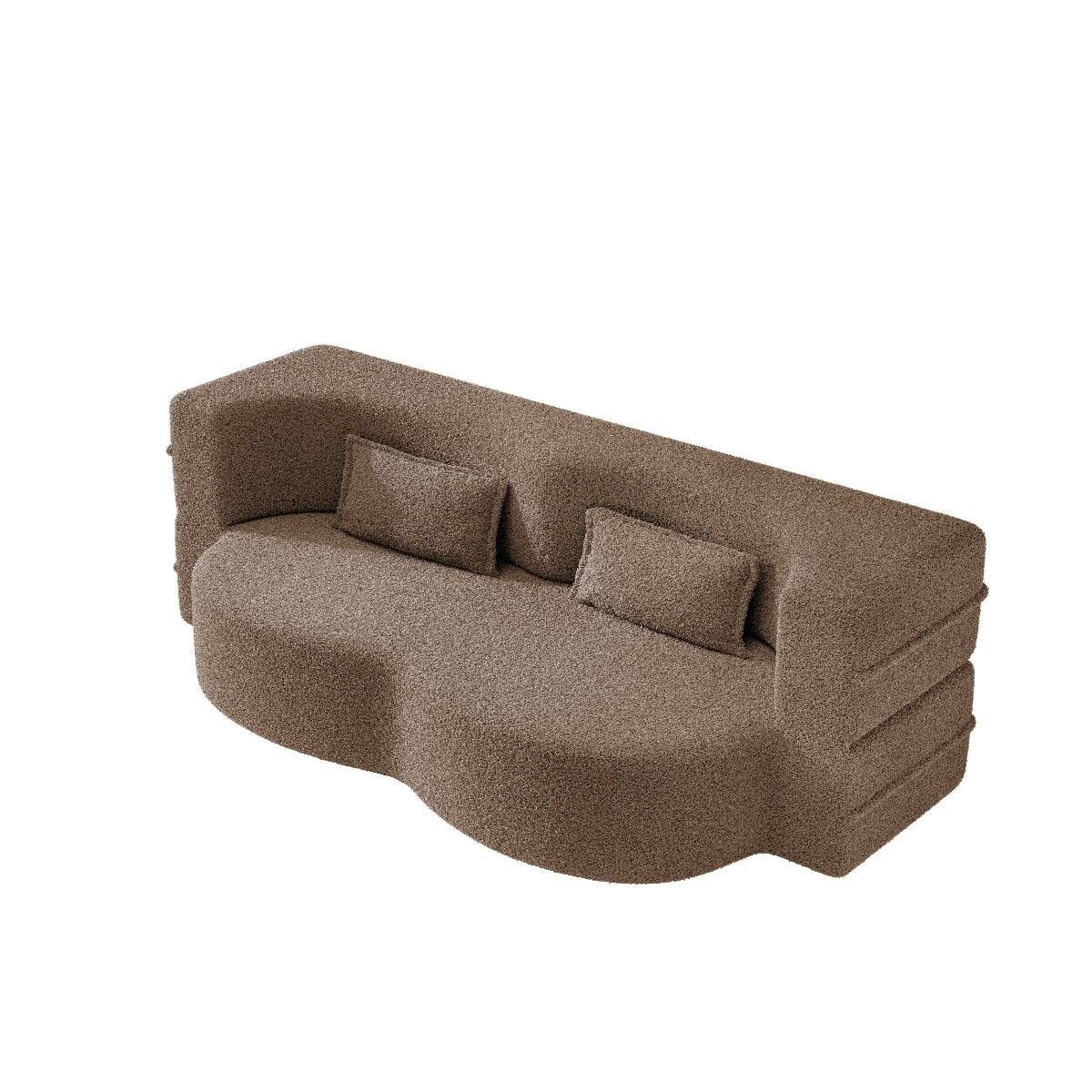 Alt View 9. Ropilly - Ropilly Twin Floor Sofa Bed Convertible Folding Sofa Bed in Brown Sherpa Fleece with Pillows No Assembly - Brown.