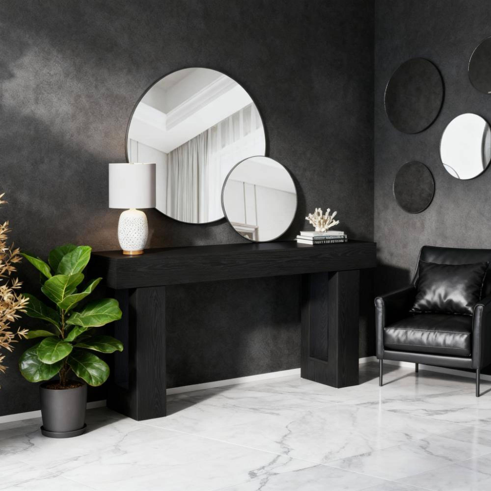 Alt View 1. GOODSILO - Farmhouse Style Solid Wood Console Table for Living Room Entryway Hallway Sofa Behind Couch - Black.