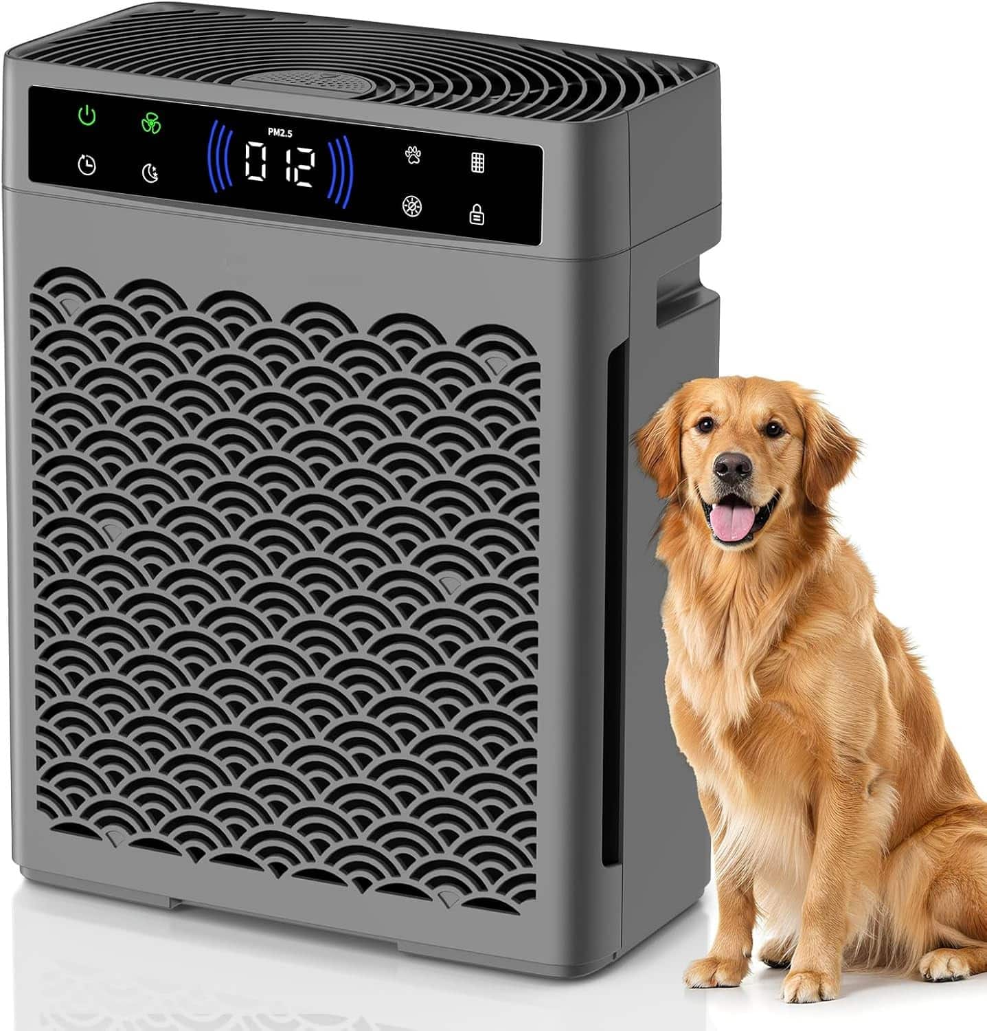FINEAK - Smart HEPA Air Purifier for Large Rooms & Pets - Gray
