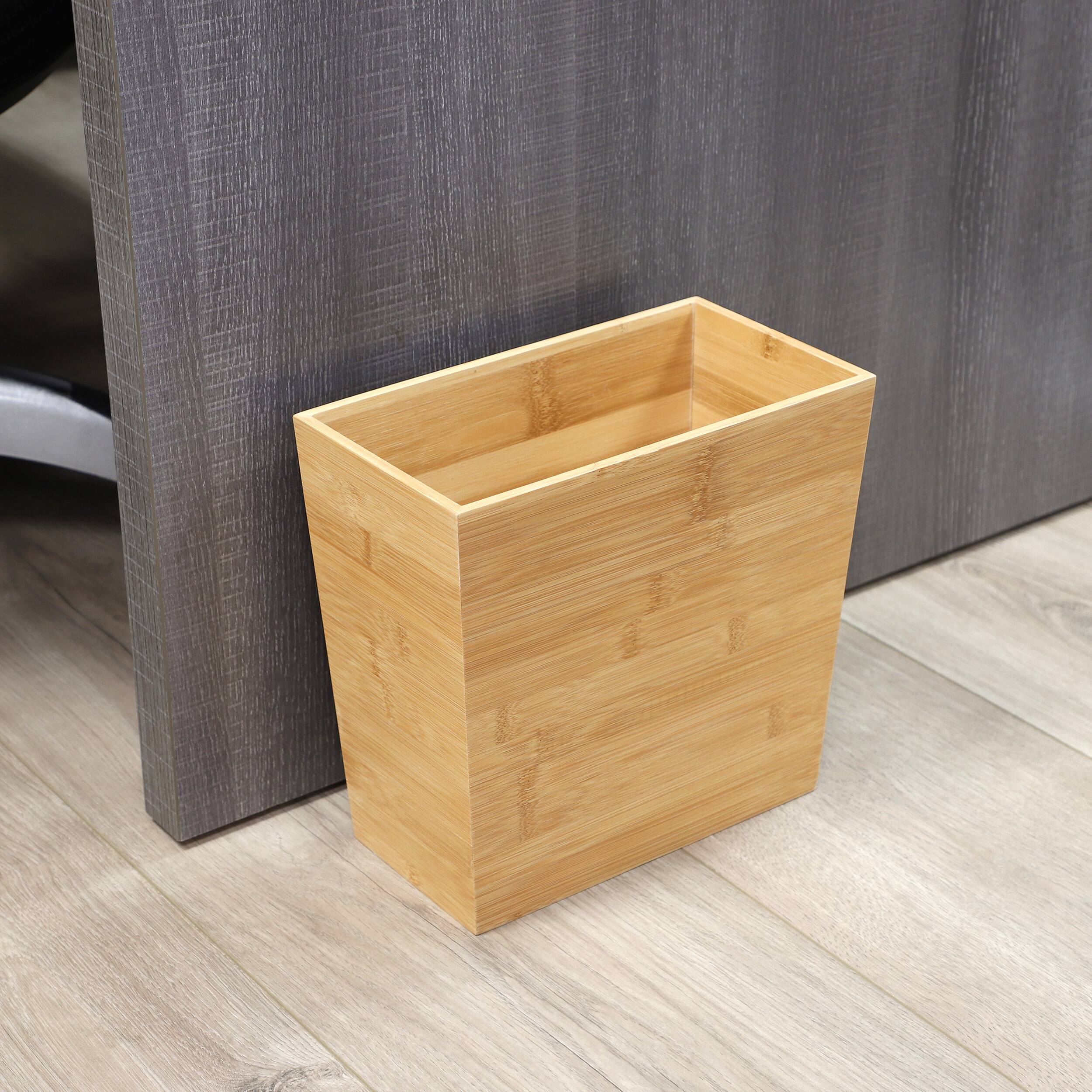 Alt View 1. MegaChef - MegaChef 10.5 x 5.75 Inch Rectangle Bamboo Waste Basket - Brown.