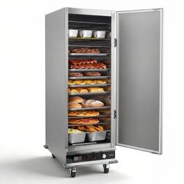 VEVOR - Electric Hot Box Food Warmer, 16-Tier Commercial Warming Cabinet with Water Tray, Single-Door and Adjustable Shelves - Silver