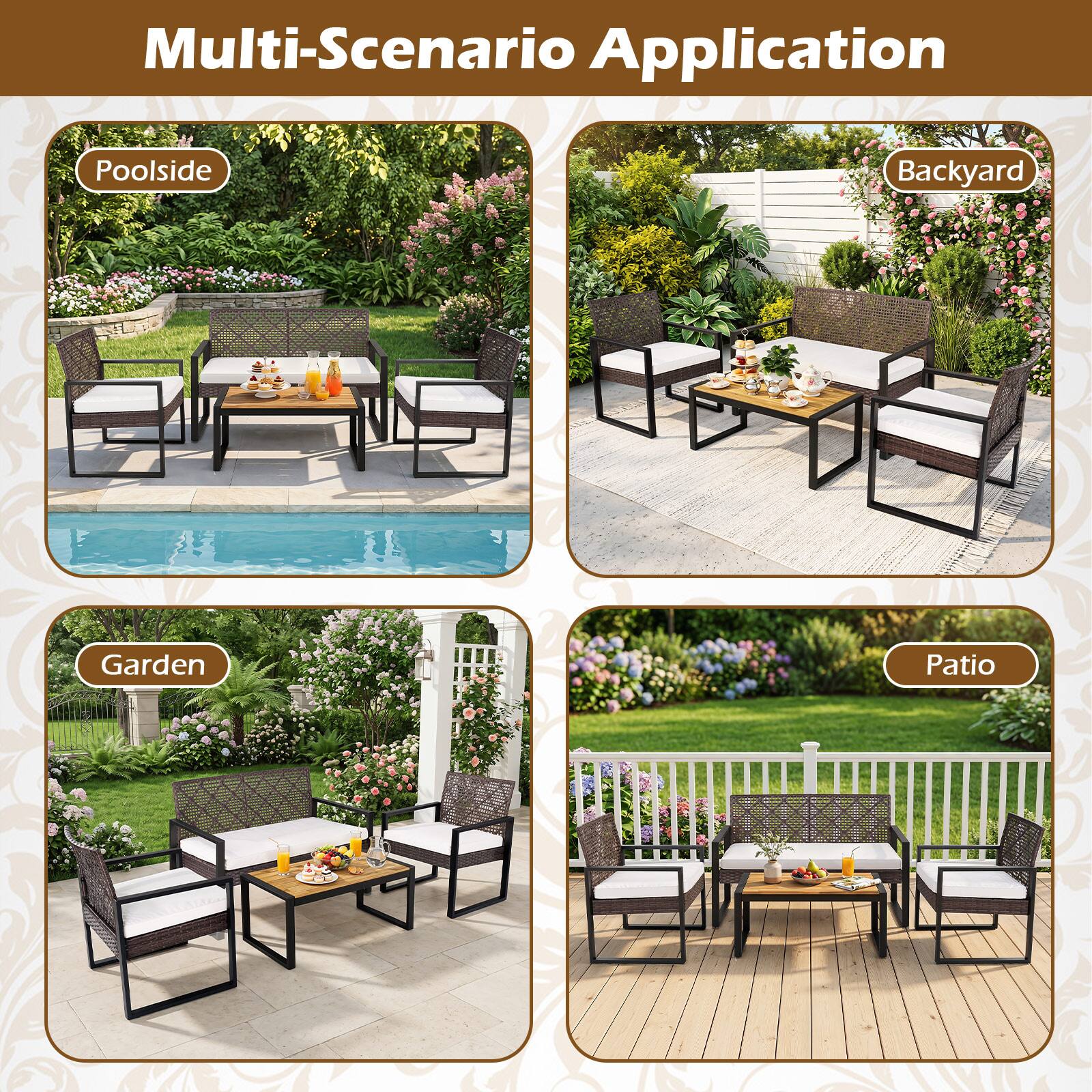 Multi-Scenario Application

- Poolsides
- Backyard
- Garden
- Patio