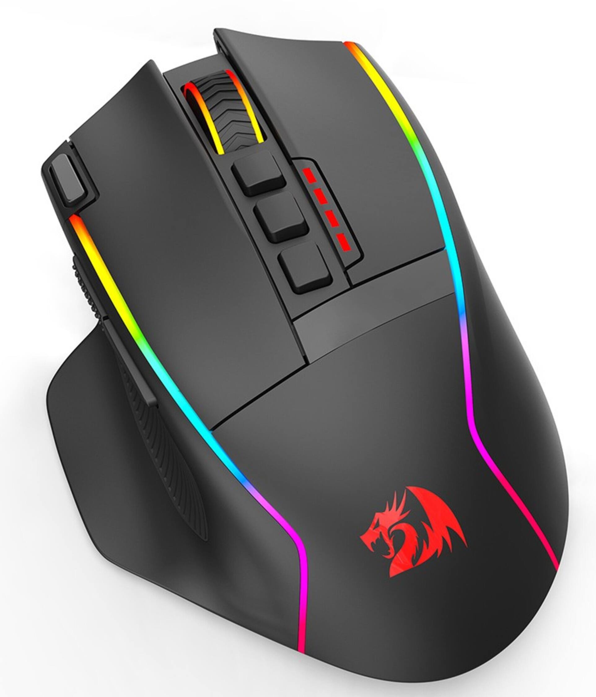 Back. REDRAGON - M915RGB-WL Wireless Gaming Mouse, 16000 DPI, 9 Programmable Buttons, Optical Sensor, RGB Backlit, USB-C Wired/2.4GHz - Black.