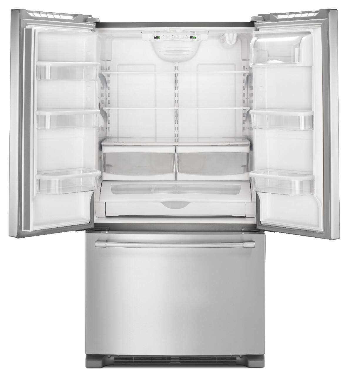 Left. Maytag - 36 in. wide 20 cu. ft. French Door Refrigerator with PowerCold Feature - Stainless steel.