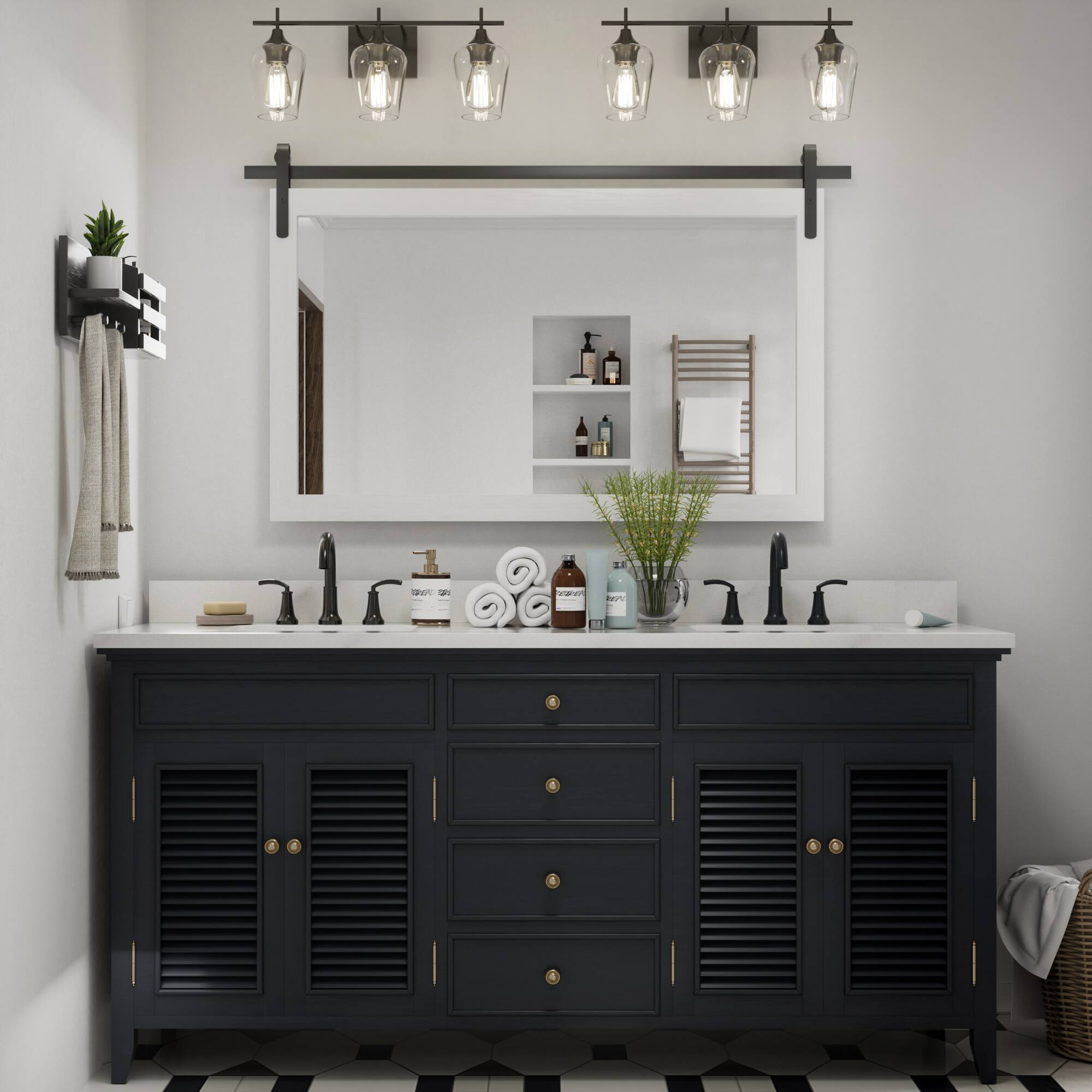 Alt View 2. PAIHOME - Rectangular Mirrors 40"x26" Wood Frame Wall Mirror Bathroom Mirror Bedroom Vanity Mirror Living Room Decor - White.