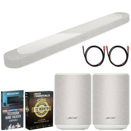 Bose - Lifestyle Ultra Soundbar + 2 x Lifestyle Ultra Wireless Speaker + 1-Year Extended Warranty Package - White Smoke