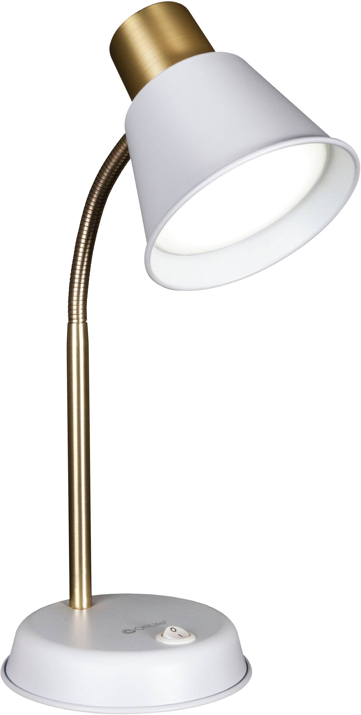 Front. OttLite - Beam LED Desk Lamp White w/Gold Accents - White.