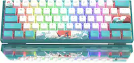 Womier - 60% Keyboard,WK61 V2 Mechanical RGB Wired Gaming Keyboard,Hot-Swappable Creamy Key Board with PBT Keycaps - Blue