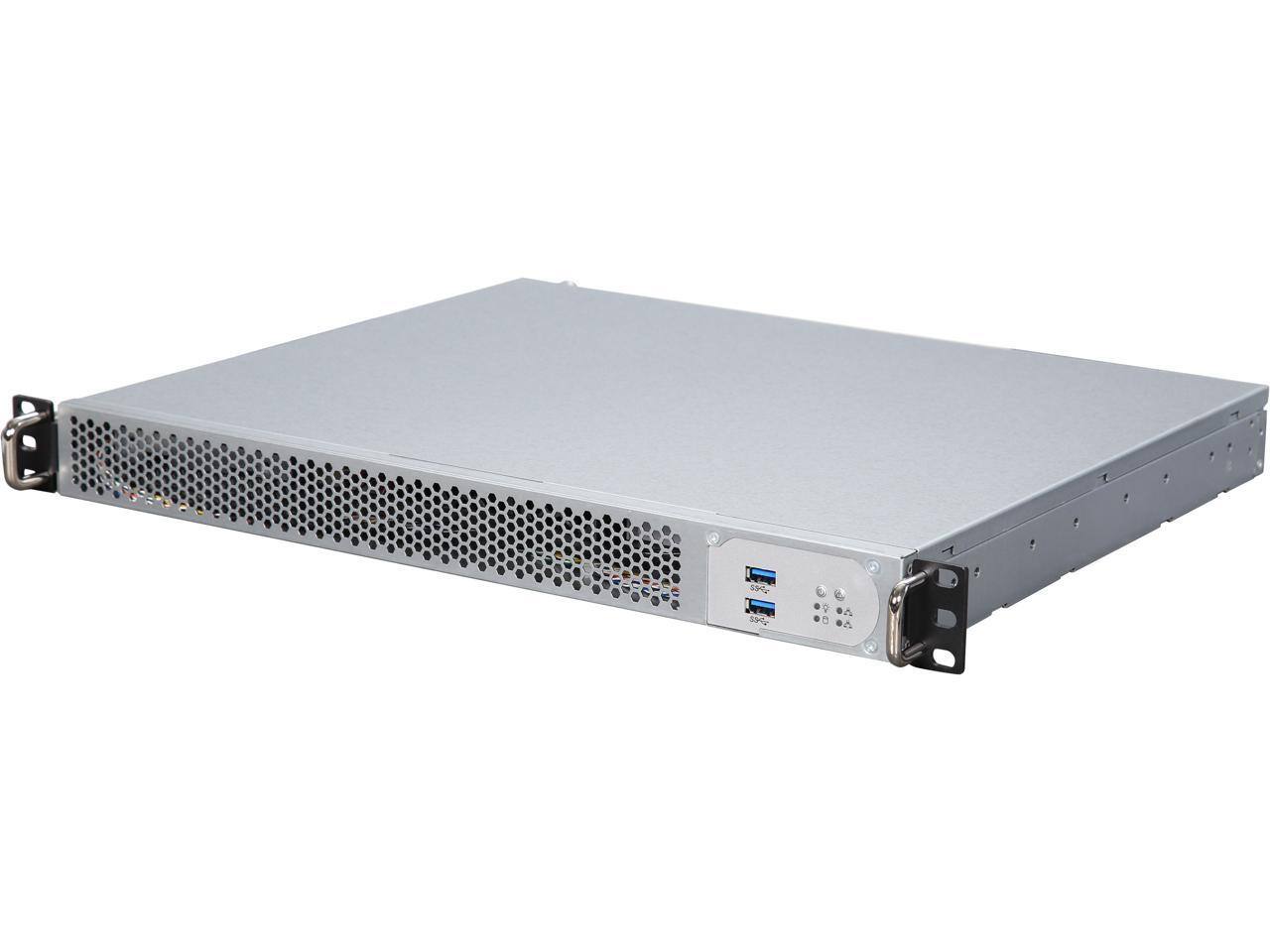 Front. In Win - In Win IW-RF100-S315 1U Short-depth Rackmount Server Chassis, 315W PSU, Front/Rear I/O - Black.