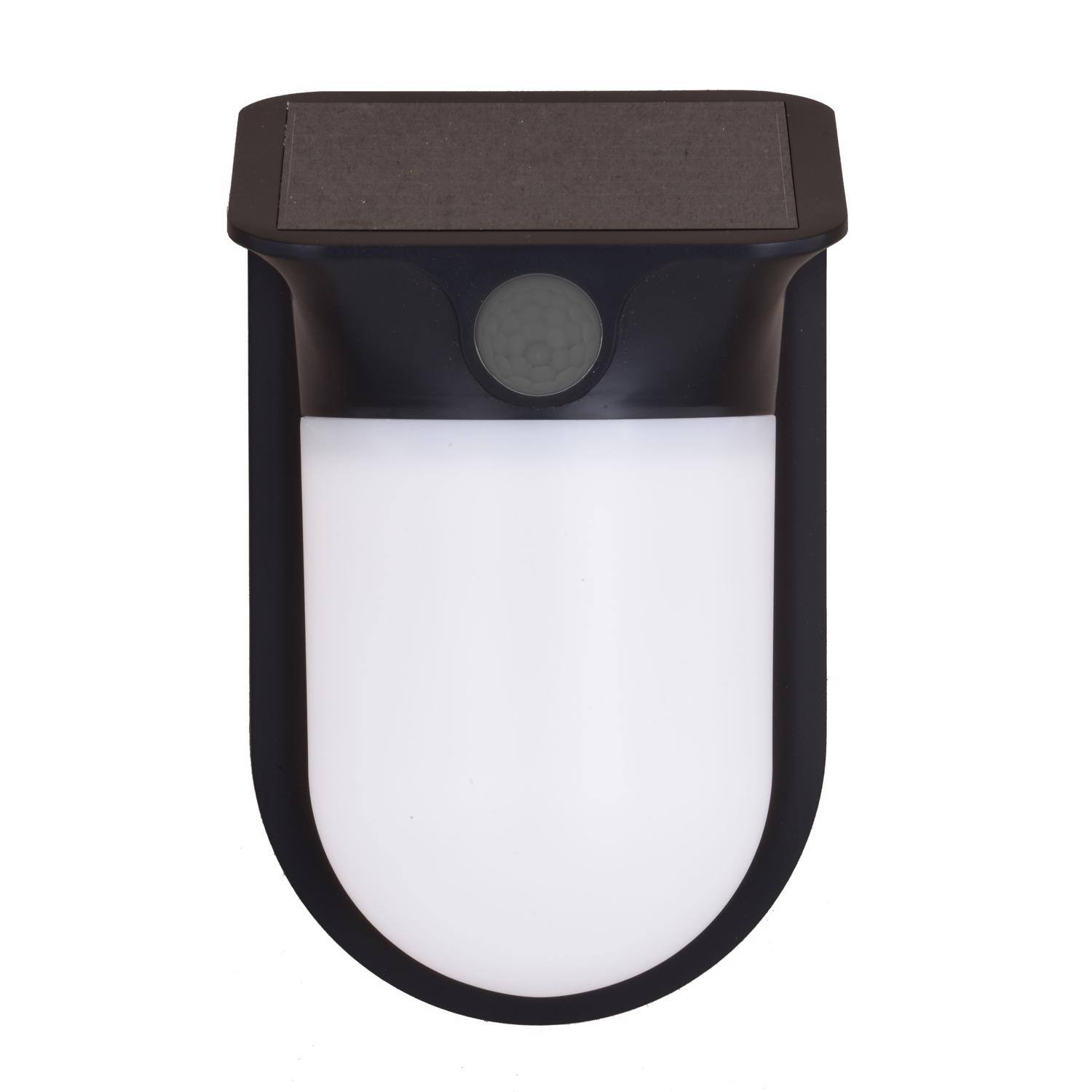 Front. Dual - Dualux Motion-Sensing Solar Powered LED Black Security Wall Light.