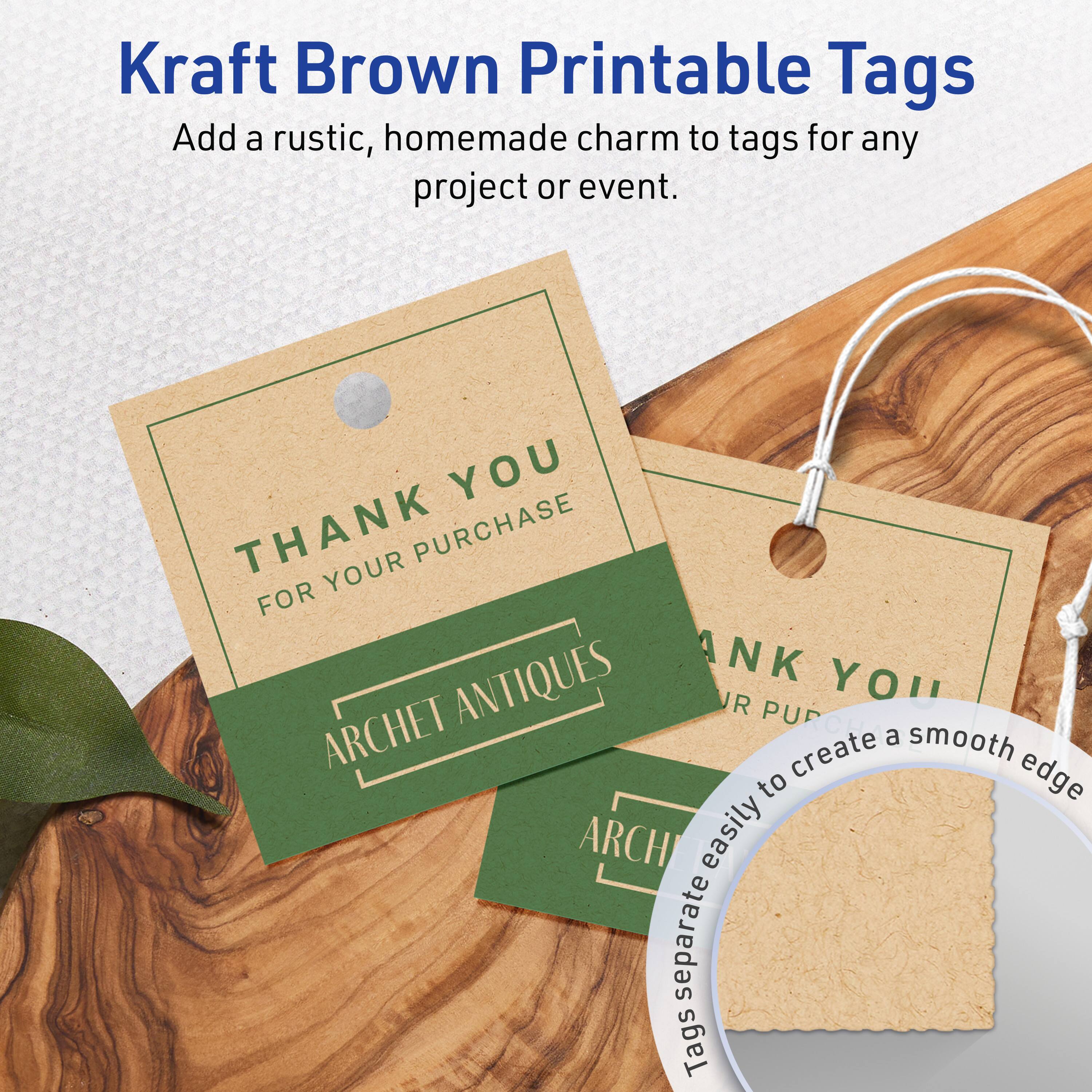 Kraft Brown Printable Tags  
Add a rustic, homemade charm to tags for any project or event.  

THANK YOU  
FOR YOUR PURCHASE  

ARCHET ANTIQUES  

Tags separate easily to create a smooth edge