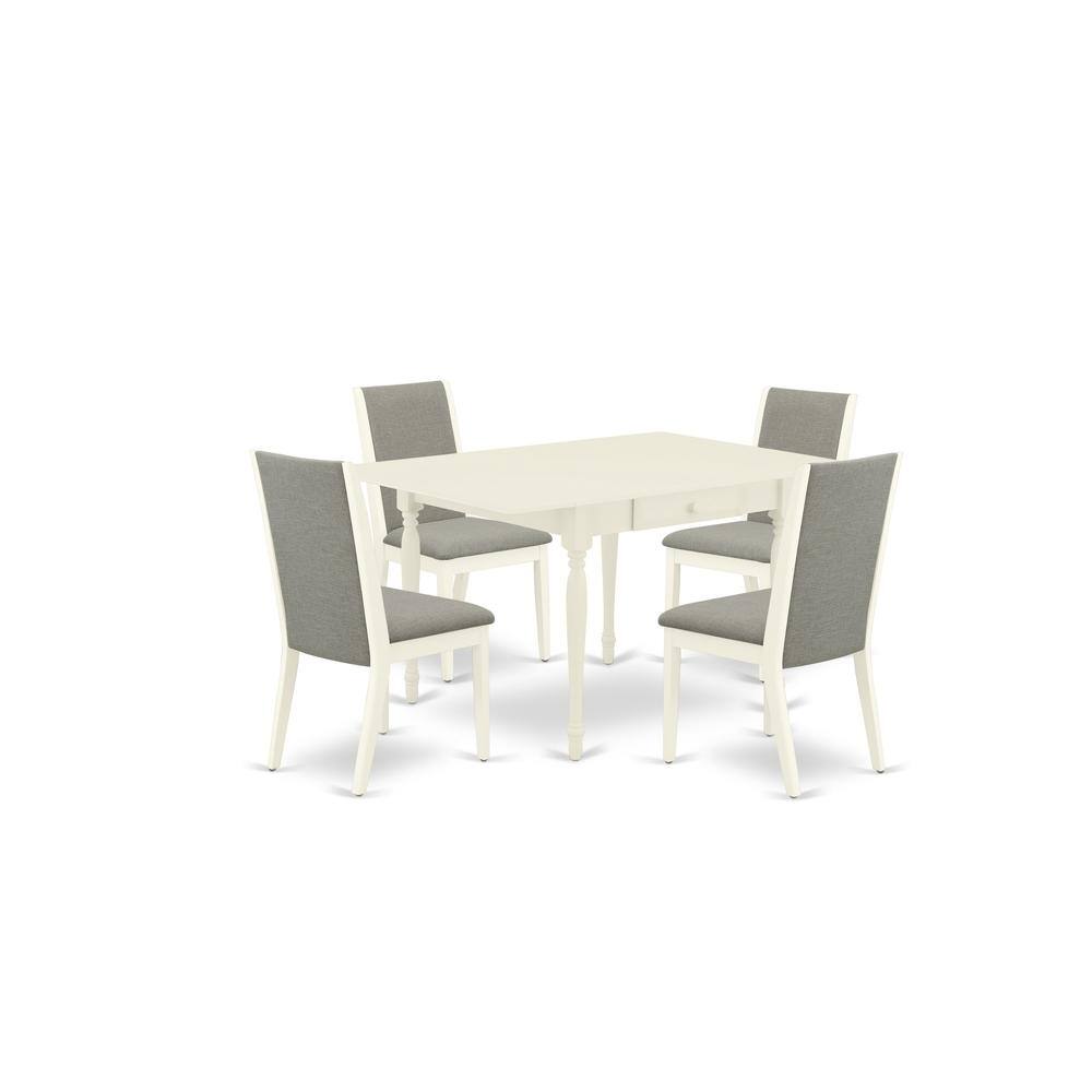 Left. East West Furniture - Dining Room Set Linen White - Brown.