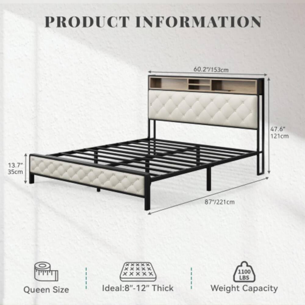 PRODUCT INFORMATION

- 60.2" / 153cm
- 47.6" / 121cm
- 13.7" / 35cm
- 87" / 221cm

Queen Size

Ideal: 8" - 12" Thick

Weight Capacity: 1100 LBS