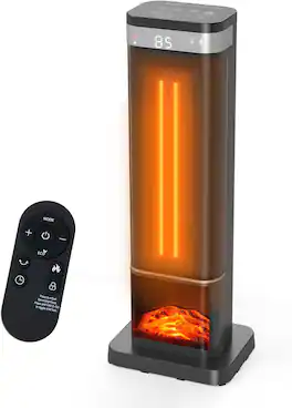 AOITUN - 24inch Space Heaters for Indoor Use, Portable Heater with 3 Light Colors, Tip-over Protection Up to 95°F, 60°Oscillation