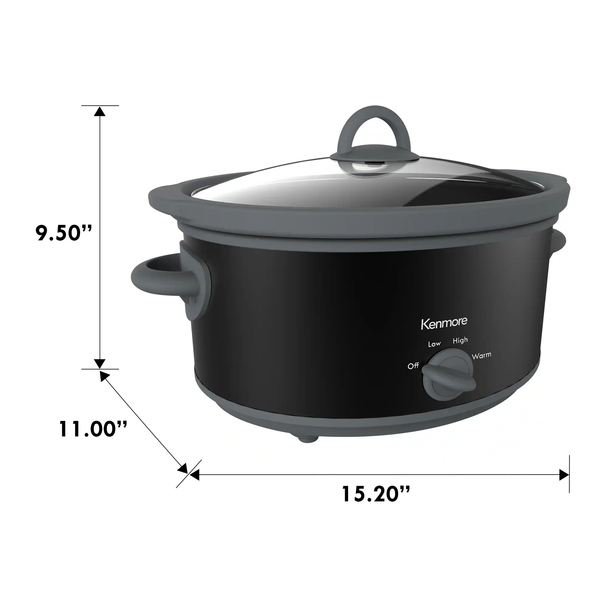 9.50" Kenmore Low High Warm Off 11.00" 15.20"