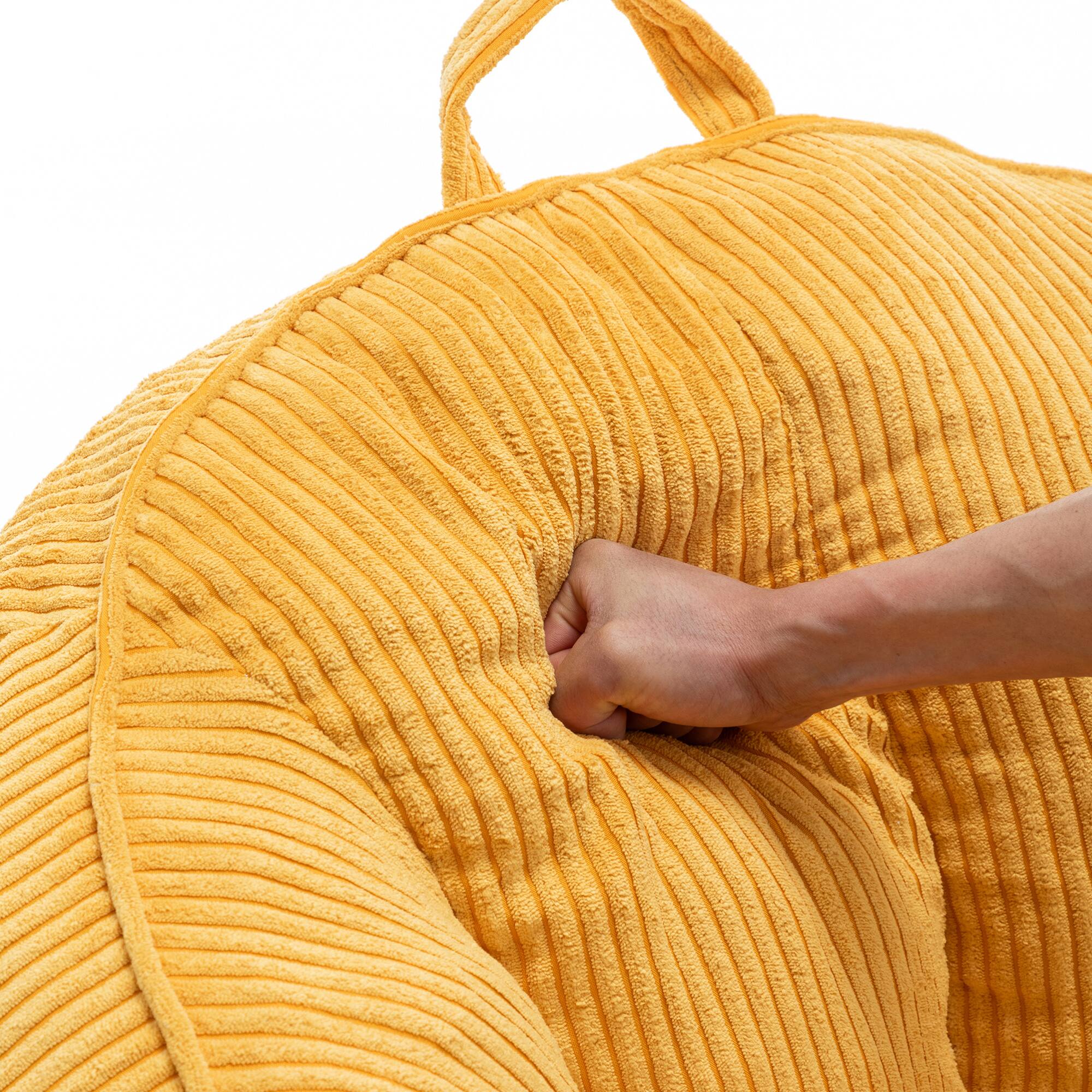 Alt View 6. GOODSILO - Large Corduroy Bean Bag Sofa Chair with Armrests for Living Room and Bedroom Comfort - Yellow.