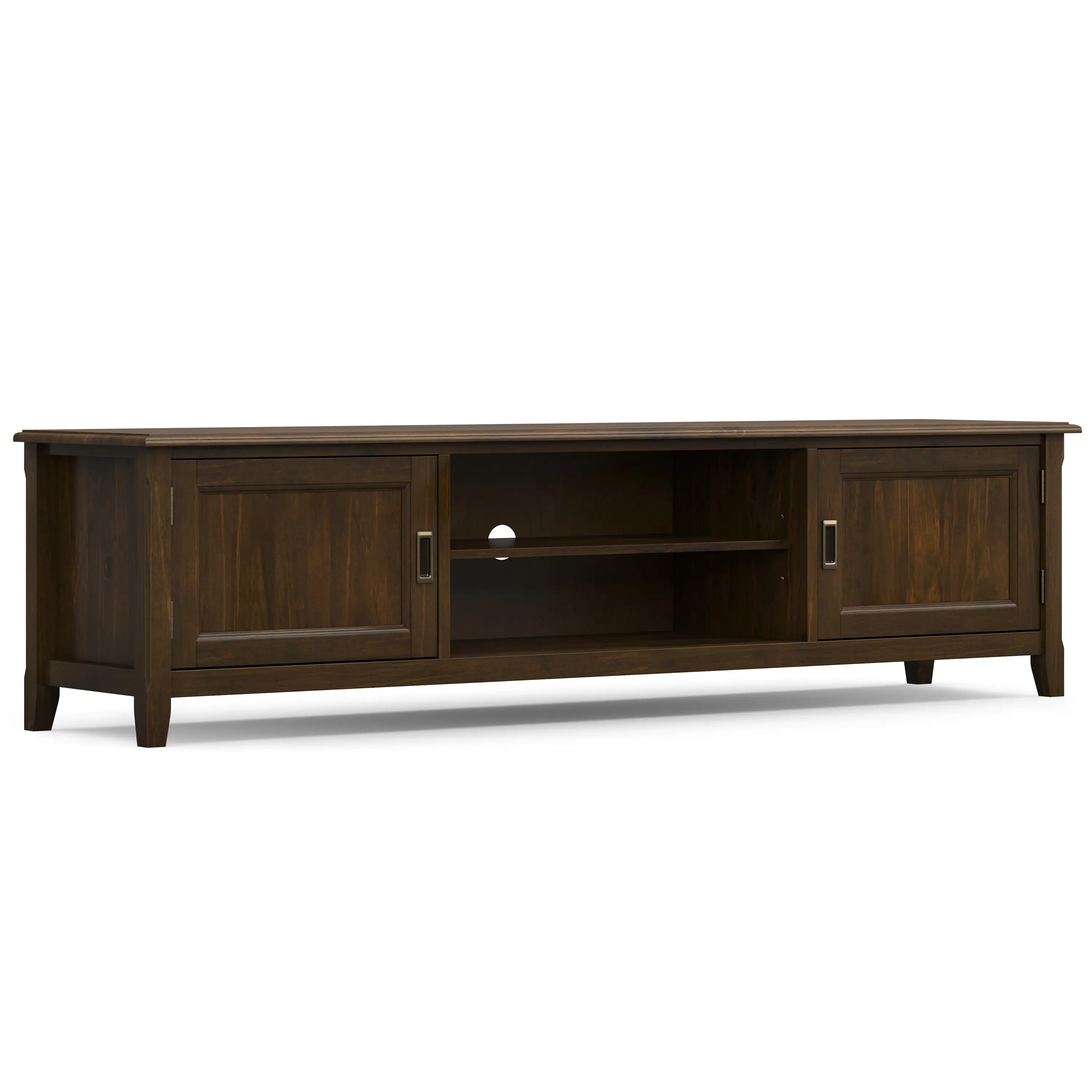 Simpli Home - Burlington SOLID WOOD 72 inch Wide Transitional TV Media Stand For TVs up to 80 inches - Mahogany Brown