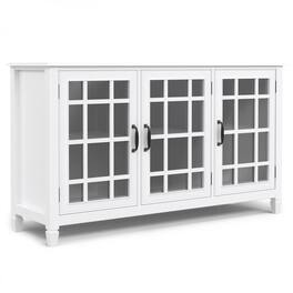 Simpli Home - Connaught SOLID WOOD 60 inch Wide Traditional Wide Storage Cabinet Buffet - White