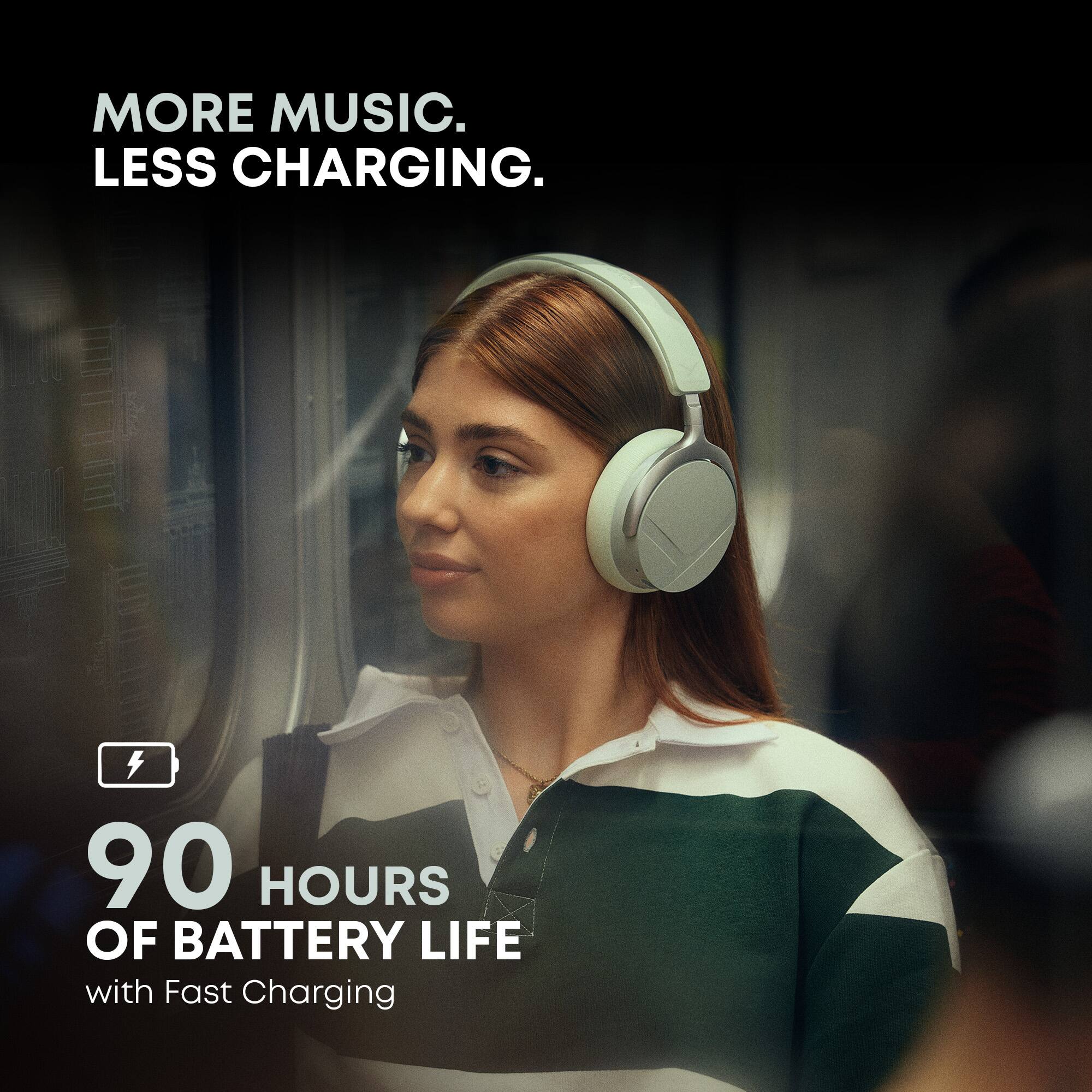 MORE MUSIC. LESS CHARGING.

90 HOURS OF BATTERY LIFE with Fast Charging