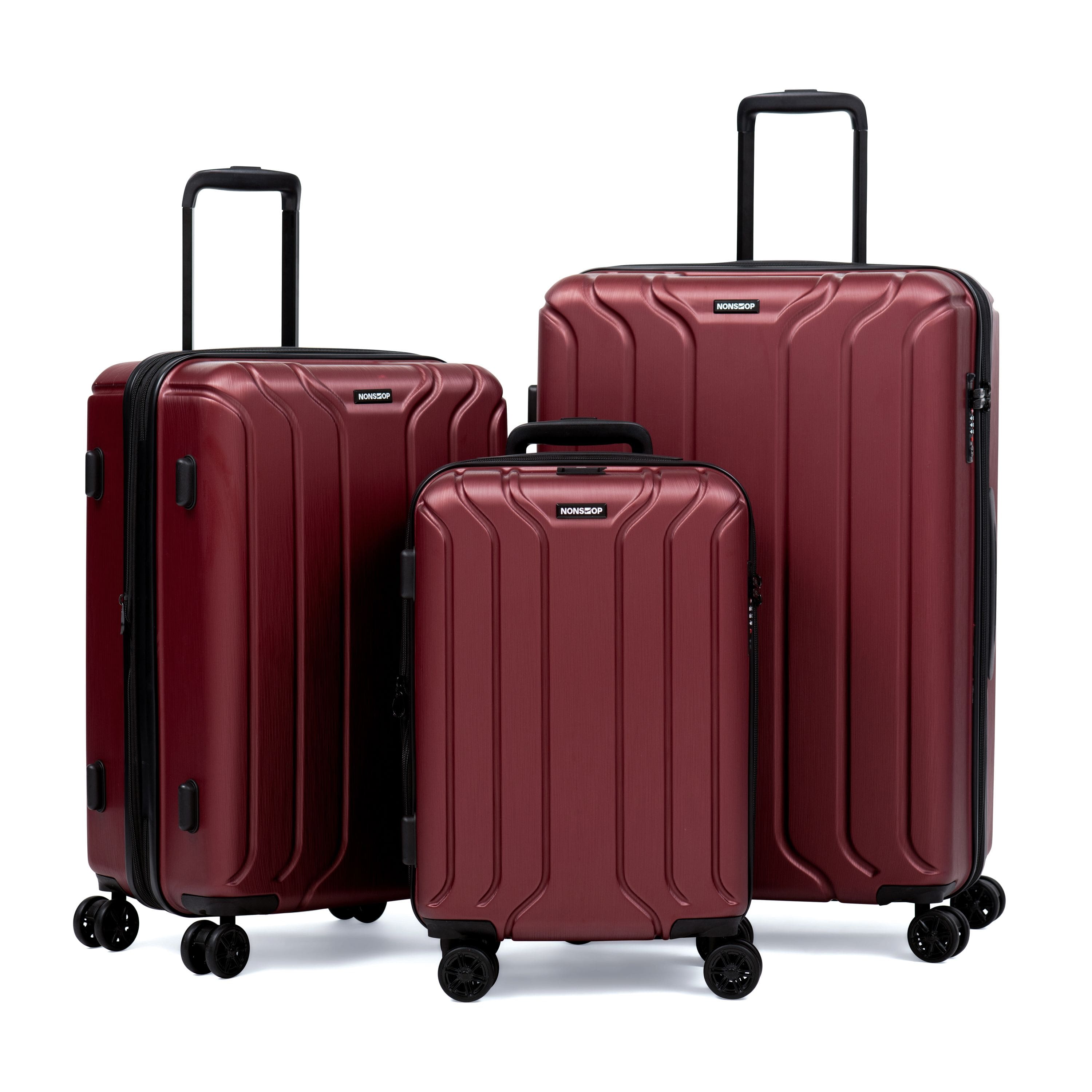Nonstop - New York 3 Piece Set (20" 24" 28") 4-Wheel Luggage Set + 3 packing cubes - Burgundy