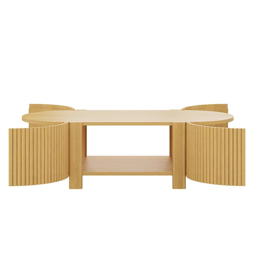 Alt View 4. Loheer - Loheer Living Room Table Set of 3 Solid Wood Coffee Table Natural - Natural.