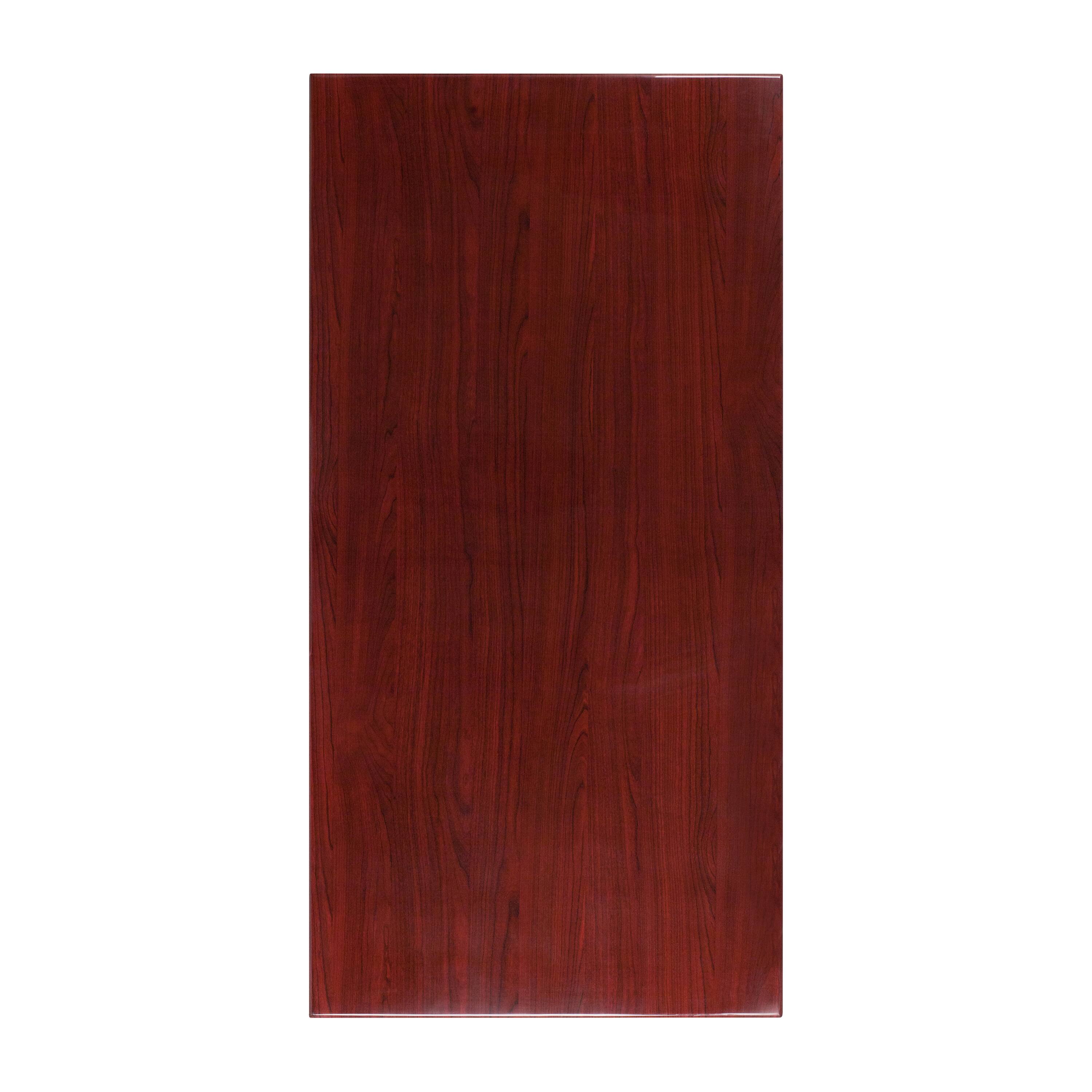 Emma + Oliver - 30"x60" High-Gloss Resin Table Top with 2" Thick Drop-Lip - Mahogany