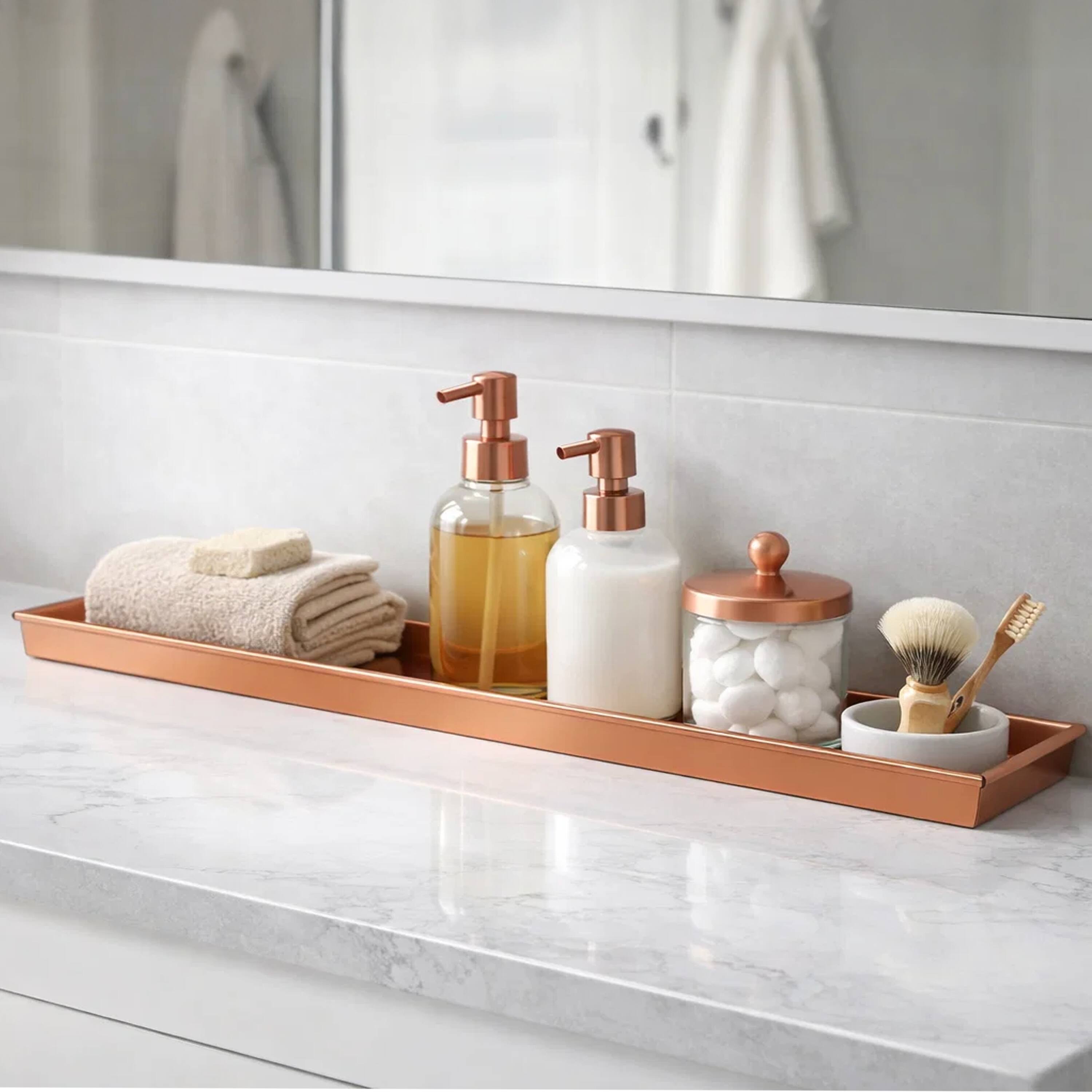 Alt View 10. Manhattan Lane - 29 Inch Rectangular Metal Windowsill Planter Tray, Trim Edges, Large - Copper.