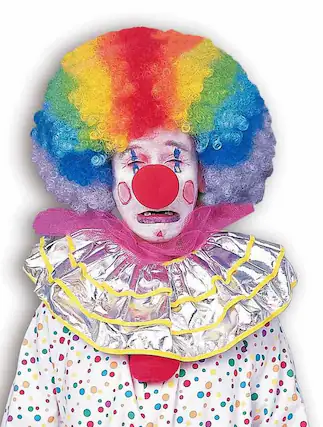 Front. Forum Novelties - Rainbow Afro Clown Costume Wig - Multi-Color.
