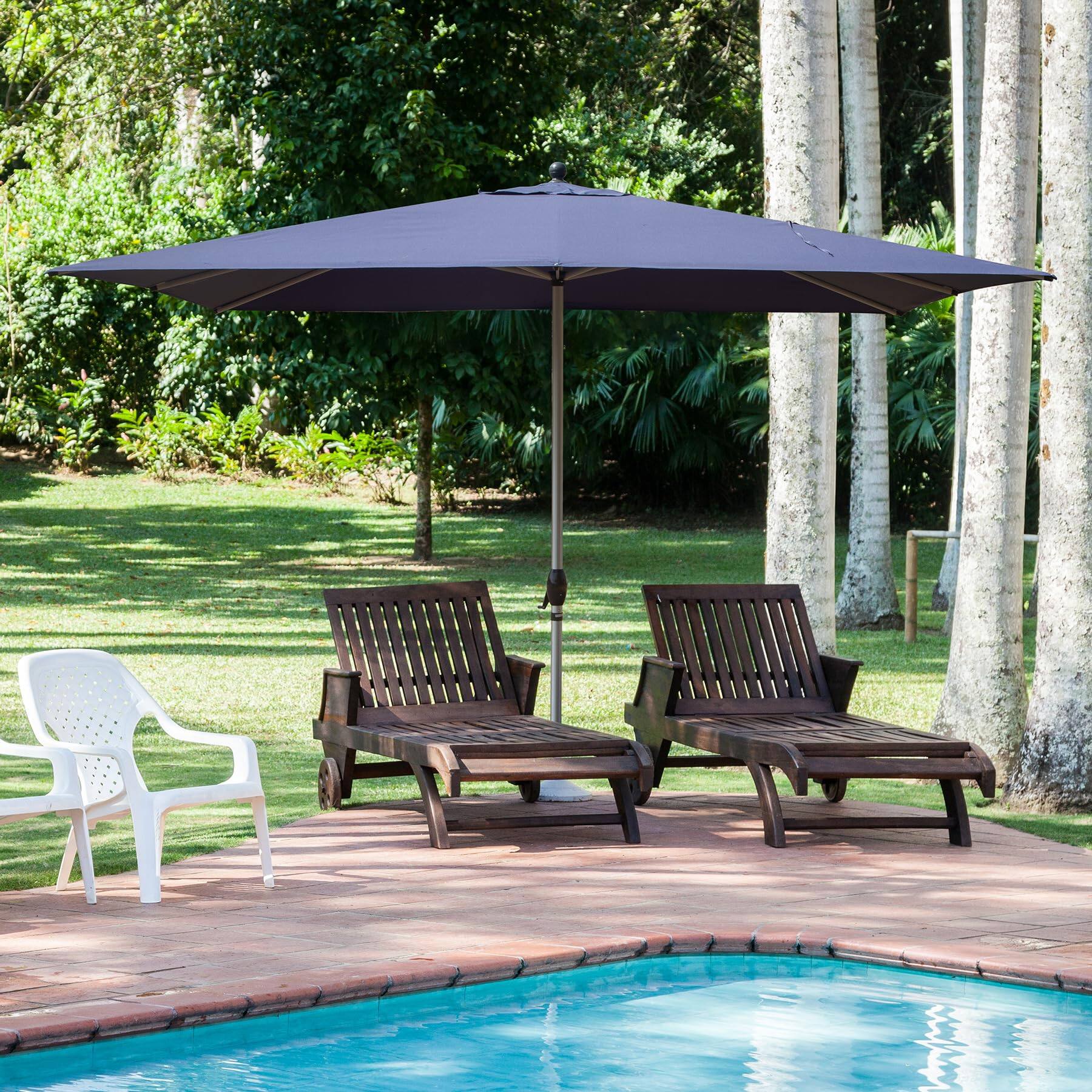 Alt View 1. Ecooso - Rectangle Patio Umbrella with Crank Lift  (Base not included) - Navy Blue.