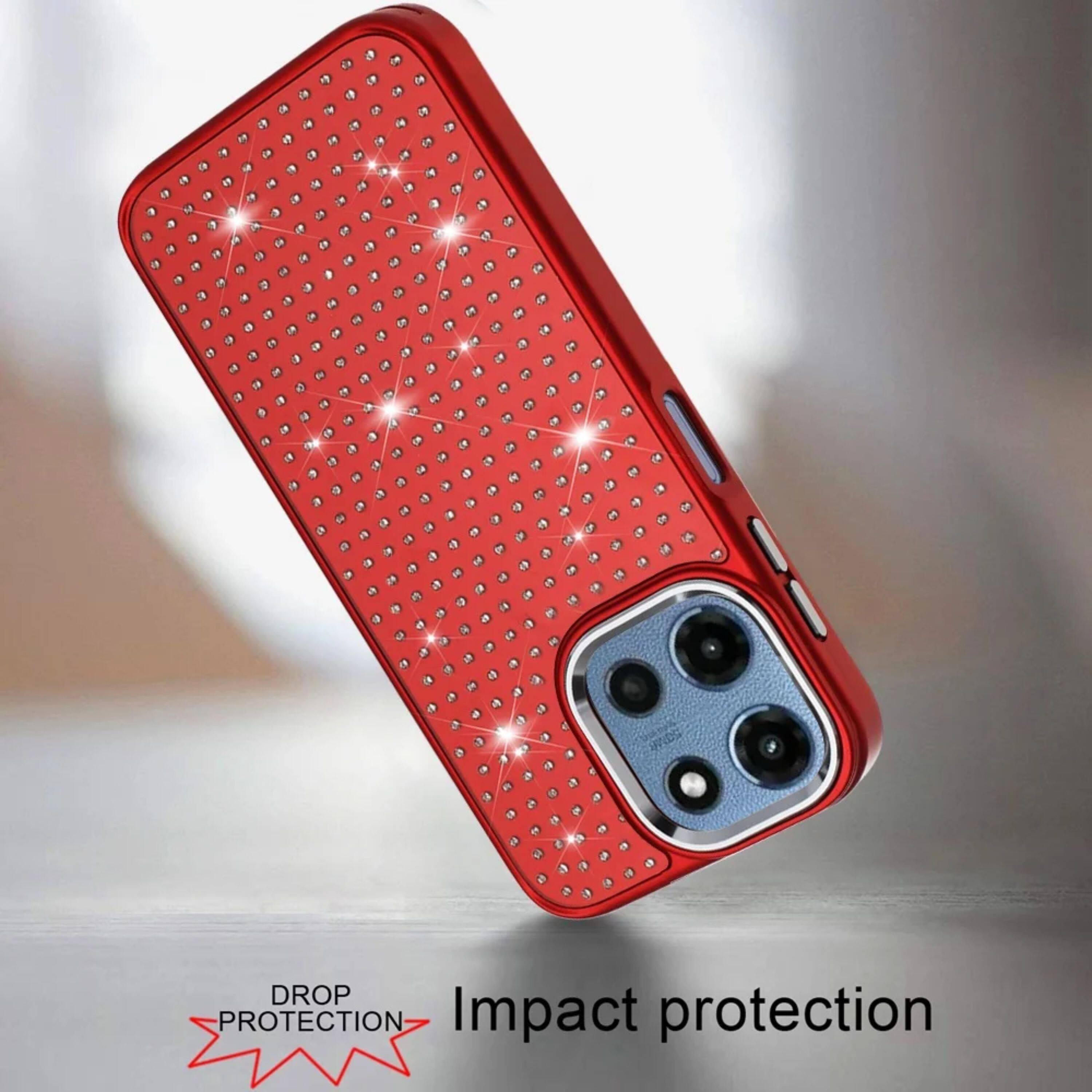 Kitcheniva Faux Crystals Chrome Design Phone Case With Tempered Glass ...