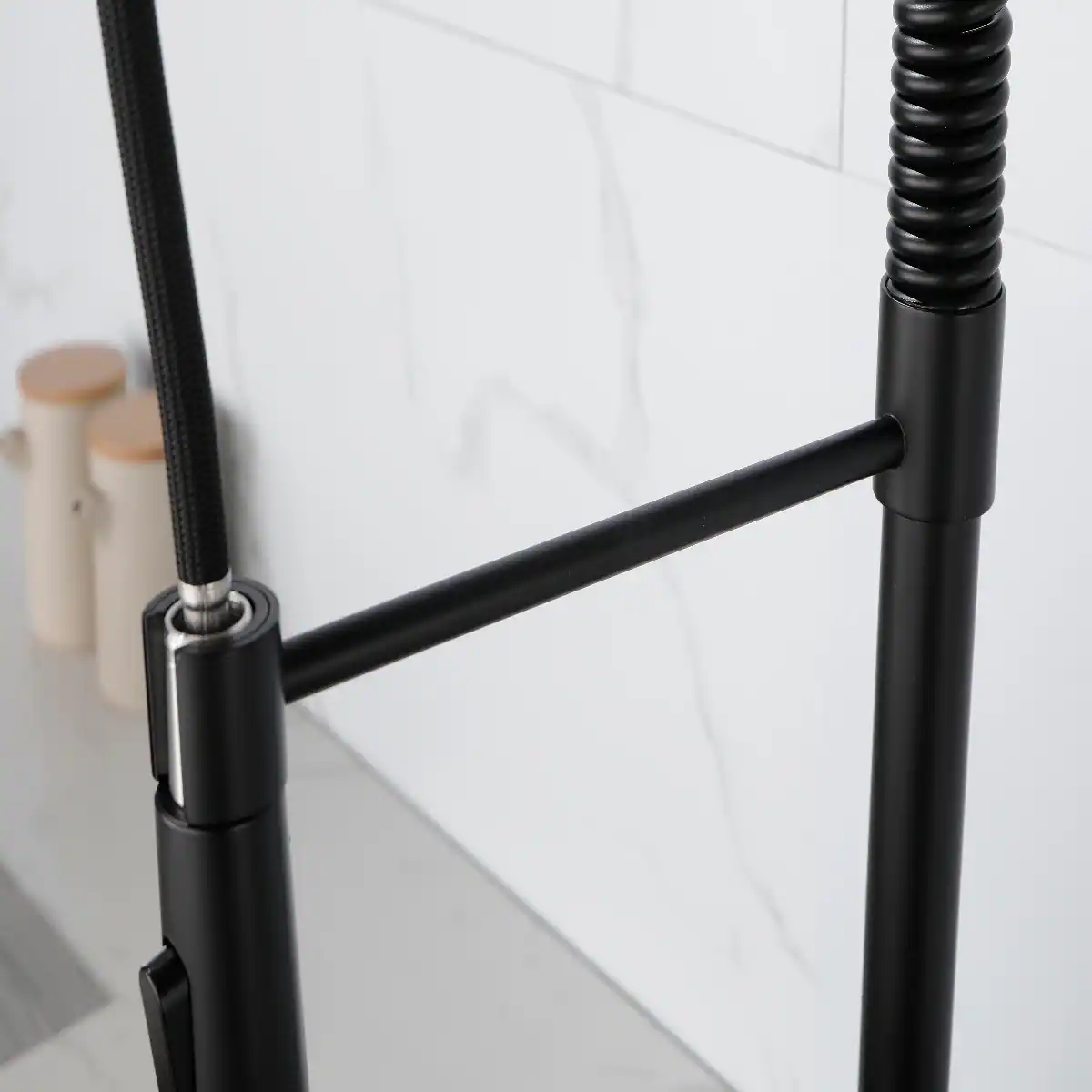 Alt View 9. Ropilly - Ropilly Spring Kitchen Faucet with Pull Out Sprayer, Matte Black Stainless Steel Single Handle Single Hole Faucet - Matte Black.