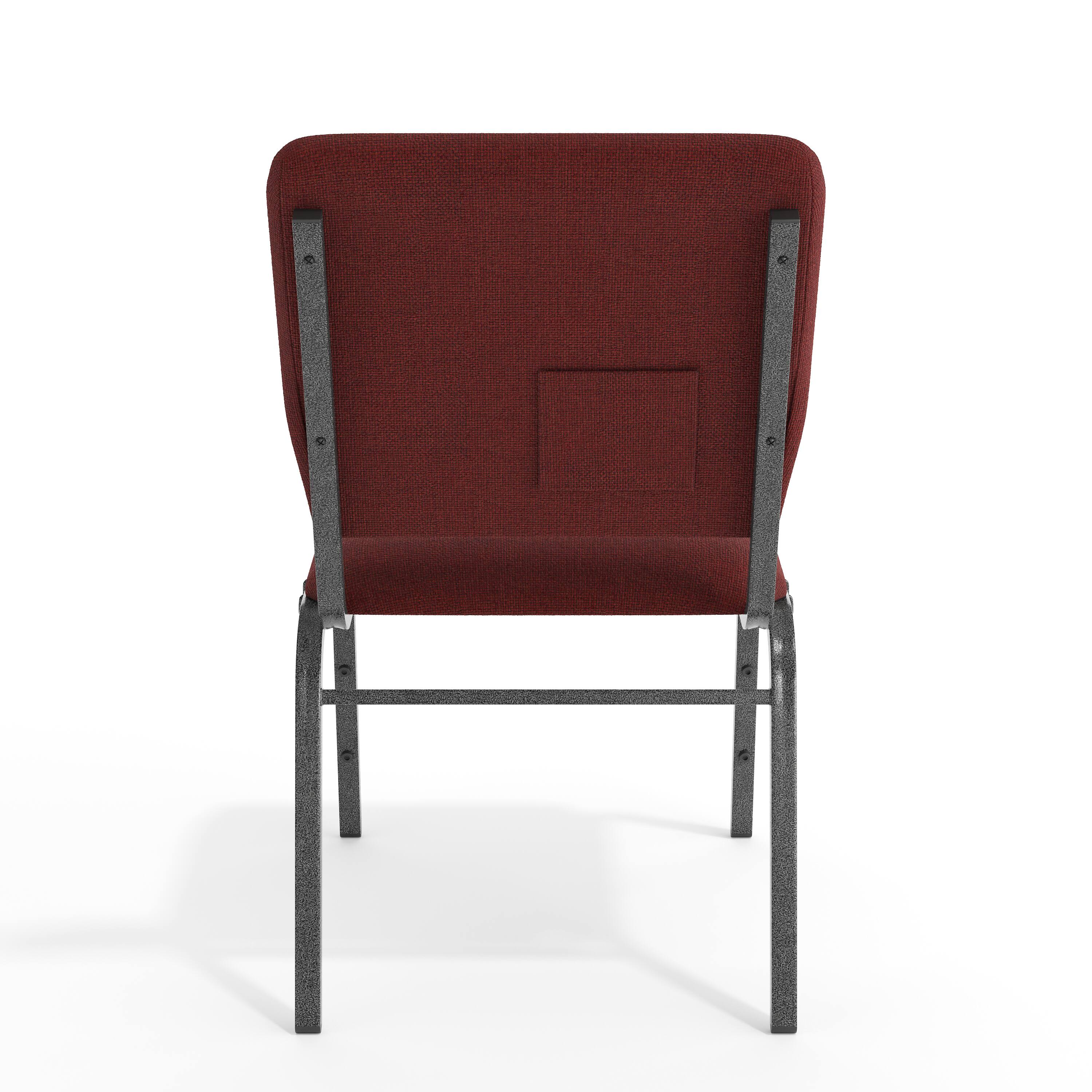 Alt View 7. Emma + Oliver - Multipurpose Church Chairs - 18.5 in. Wide - Maroon Fabric/Silver Vein Frame.