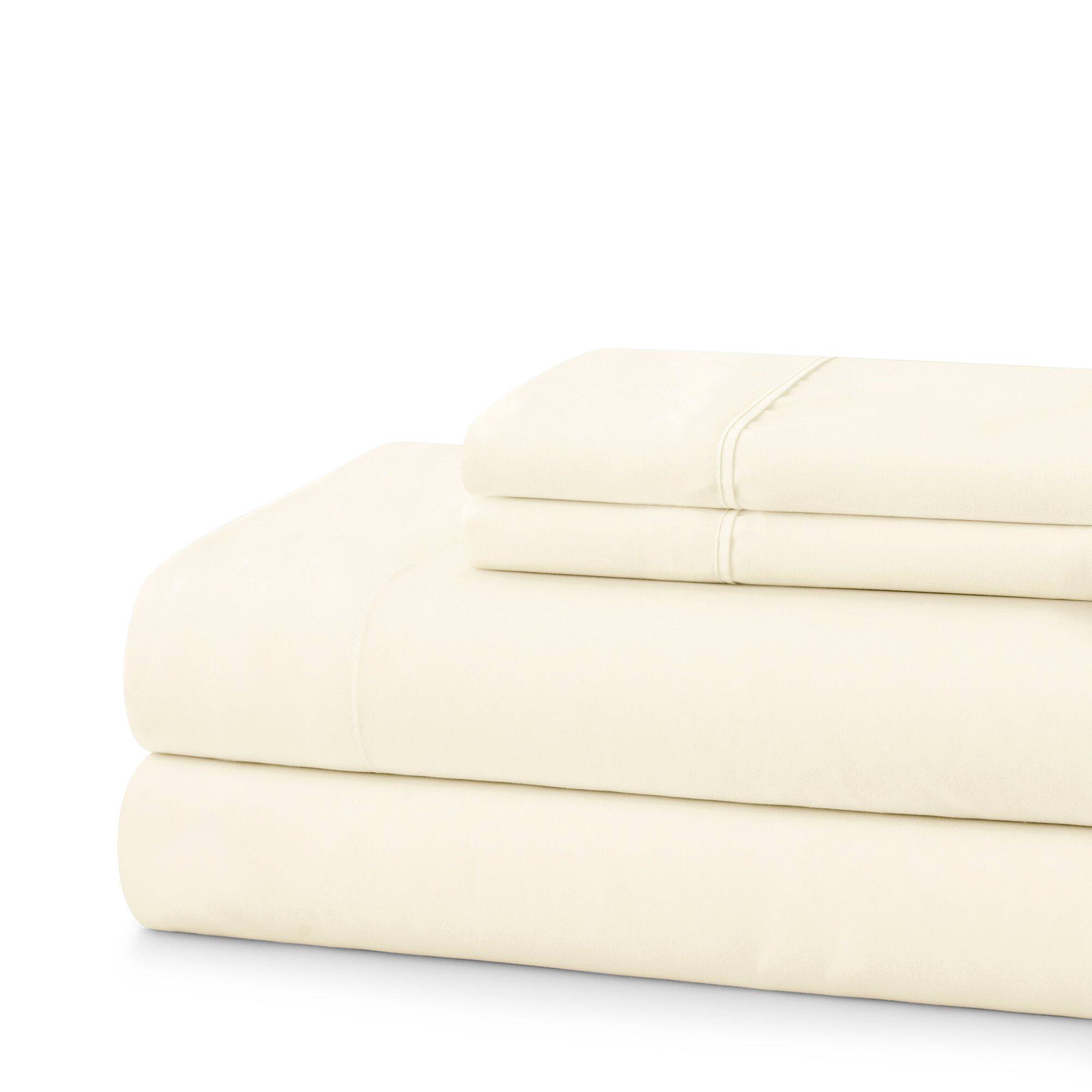 Left. Sweet Home Collection - King, 4 Piece 100% Cotton 400 Thread Count Sheet Set - Ivory.