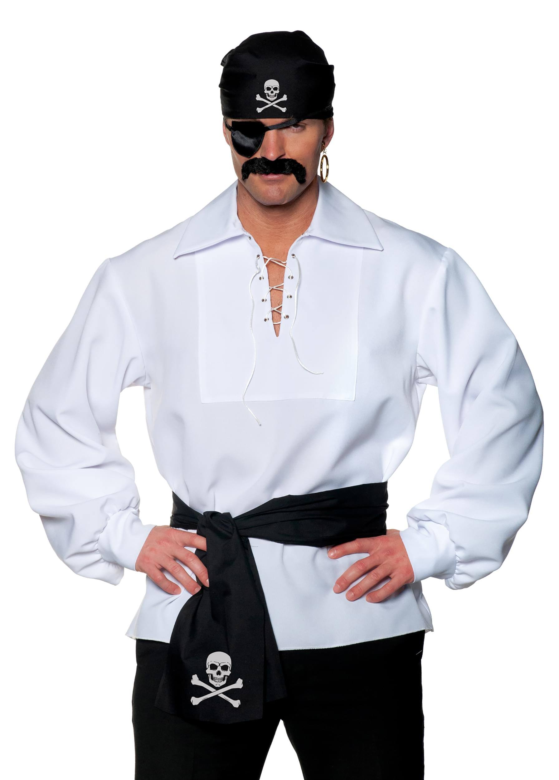 Front. Underwraps - Pirate 5 Piece Adult Costume Accessory Kit | One Size - Black.