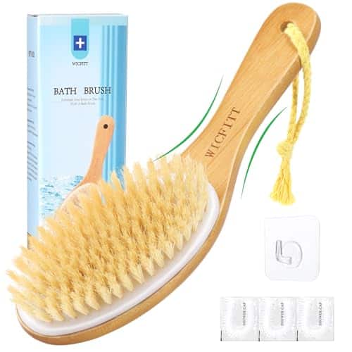 DORLUKFU - Dry Brushing Body Brush, Exfoliating Dry Brush with Boar Bristles, Soft Shower Brush for Cleaning Body, Improving Blood