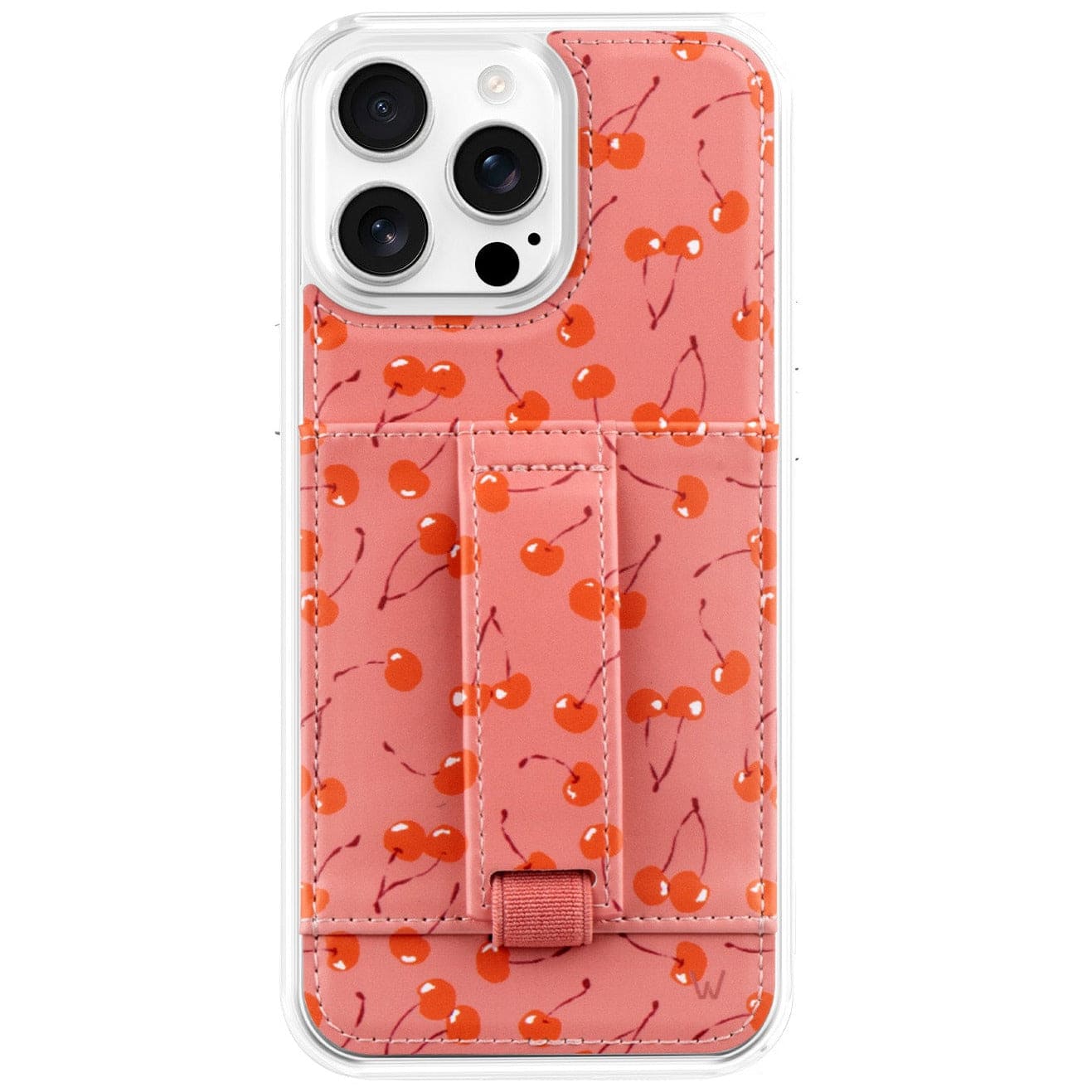 Walli Cases - iPhone 14 Phone Case with Wallet and Finger Strap - Cherry Crush