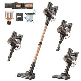 Teendow - Cordless Stick Vacuum Cleaner, 500W Suction,35 Mins Runtime, Lightweight, 2 Power Modes, HEPA for Pet hair - Gold